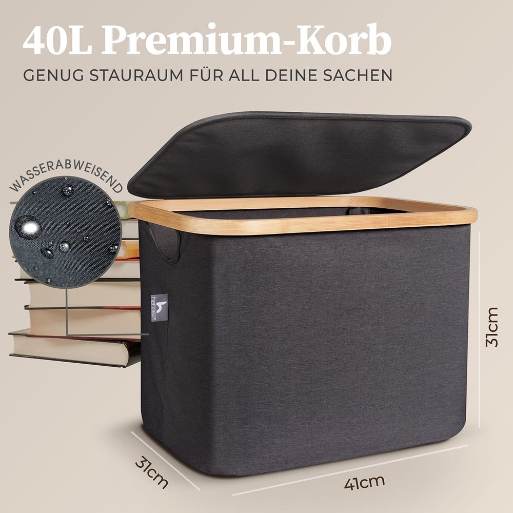 HENNEZ Wäschekorb Aufbewahrungsbox mit Deckel 40L, kompatibel mit IKEA KALLAX Regal, Aufbewahrungsboxen – Bild 3 von 5