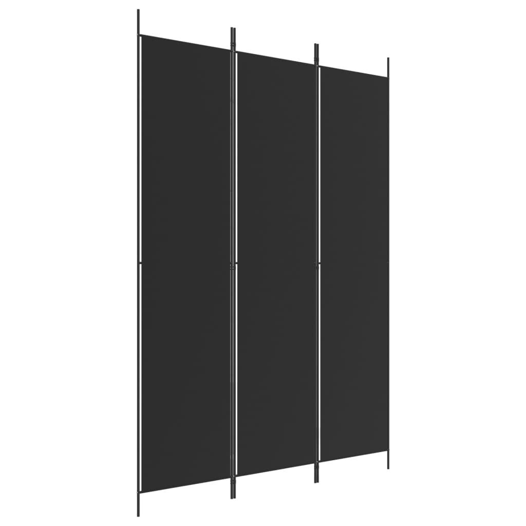 furnicato Raumteiler Paravent 150x220 cm Schwarz Stoff mit 3 Paneelen, 1-tlg., Klappbare Sichtschutzwand, atmungsaktiv und für das Schlafzimmer