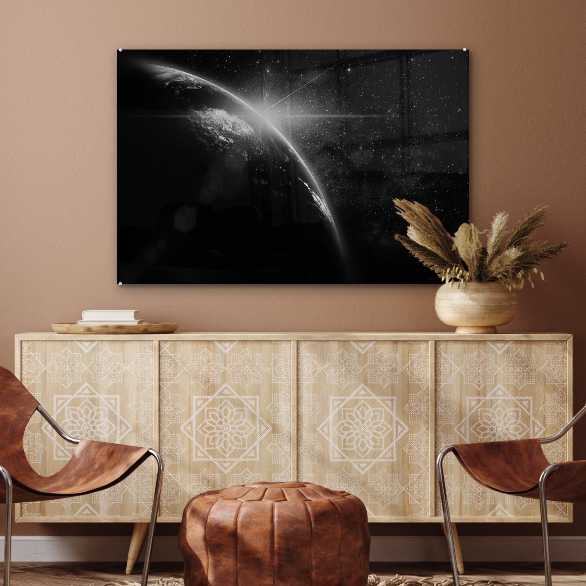 - & Acrylglasbild - Acrylglasbilder Sterne, (1 Erde MuchoWow Wohnzimmer St), Planeten Schlafzimmer