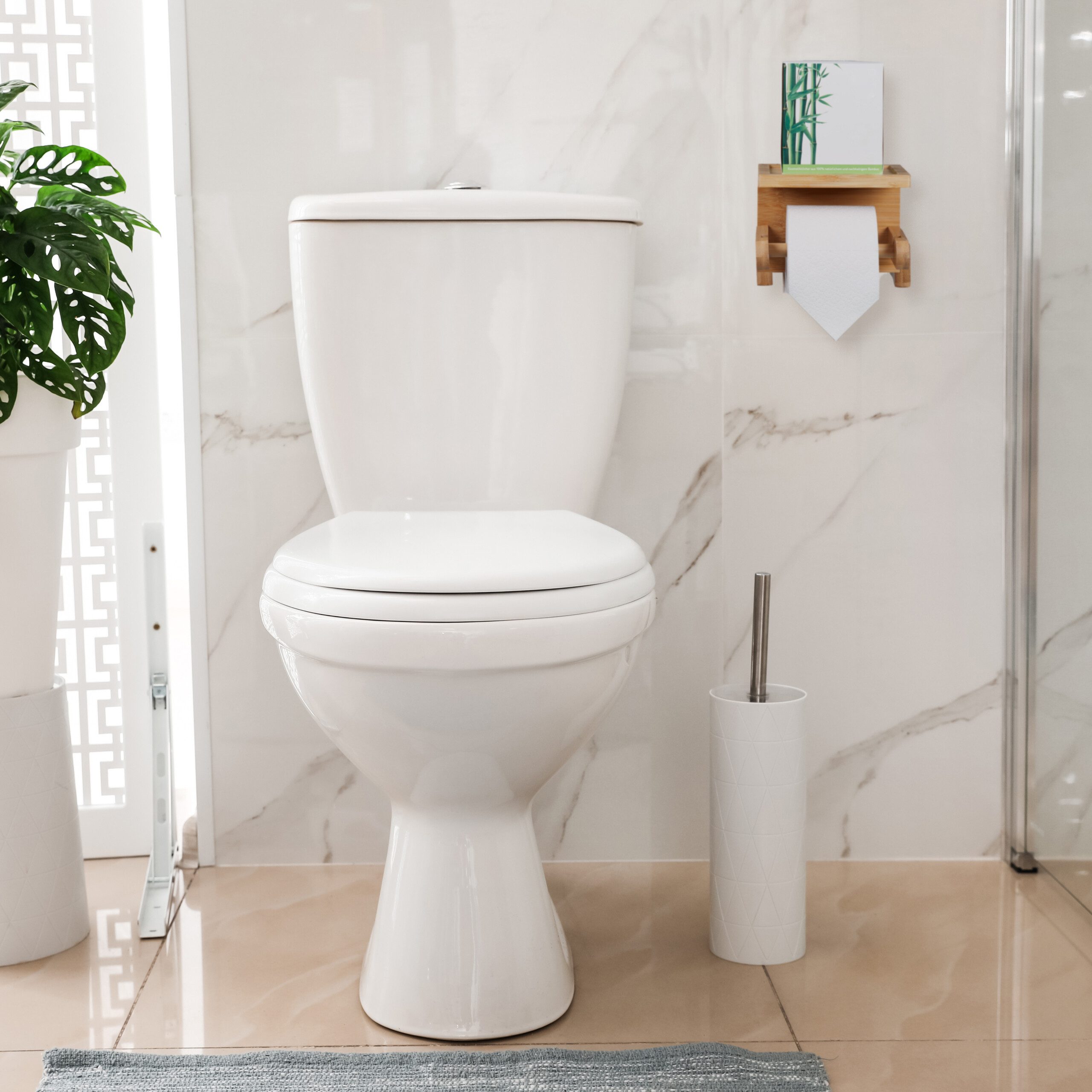 relaxdays Toilettenpapierhalter Bambus Toilettenpapierhalter mit Ablage günstig online kaufen