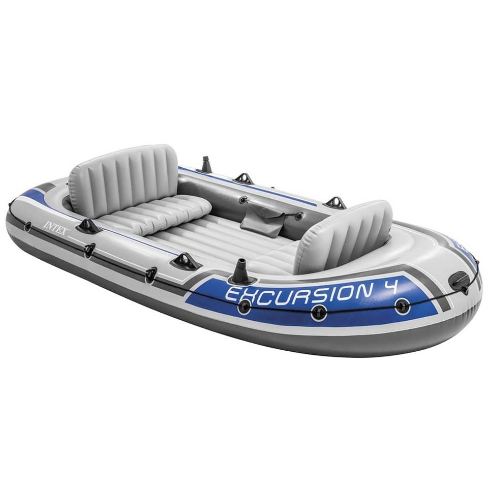 intex excursion 4 schlauchboot set inkl. elektromotor & halterung