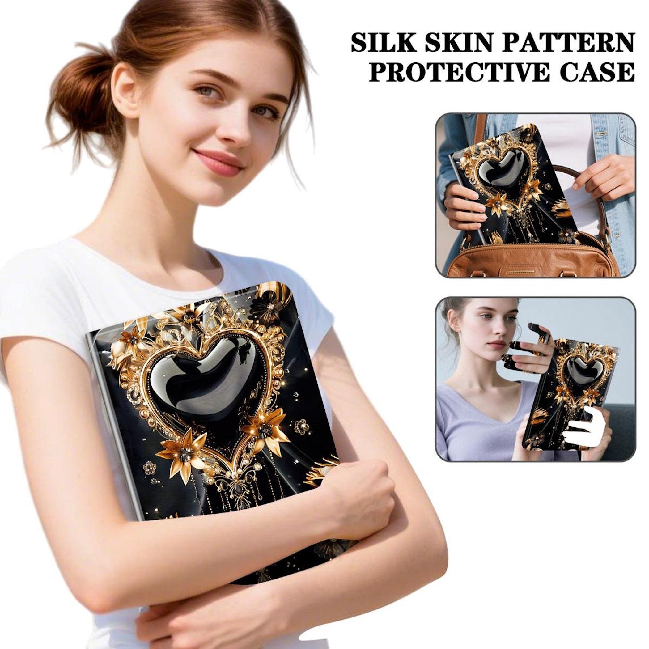 Wigento Tablet-Hülle Für Samsung Galaxy Tab A11 / Tab A9 Kunstleder Motiv Tasche, Kunstleder Tablet Hülle mit Stifthalte und Standfunktion – Bild 5 von 5