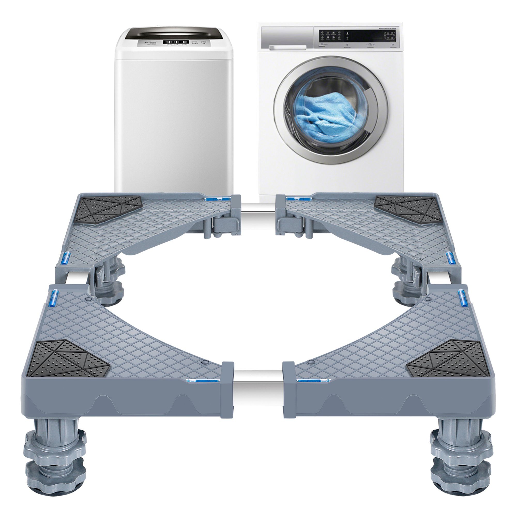 en.casa Waschmaschinenuntergestell, »Marklohe« Sockel 4 höhenverstellbare Füße bis 300 kg Grau | Untergestelle