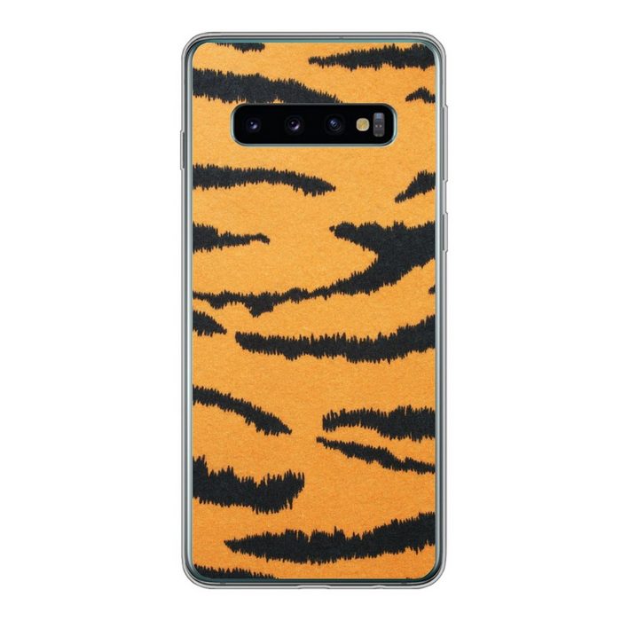 MuchoWow Handyhülle Tigerdruck - Braun - Orange Phone Case Handyhülle Samsung Galaxy S10 Silikon Schutzhülle