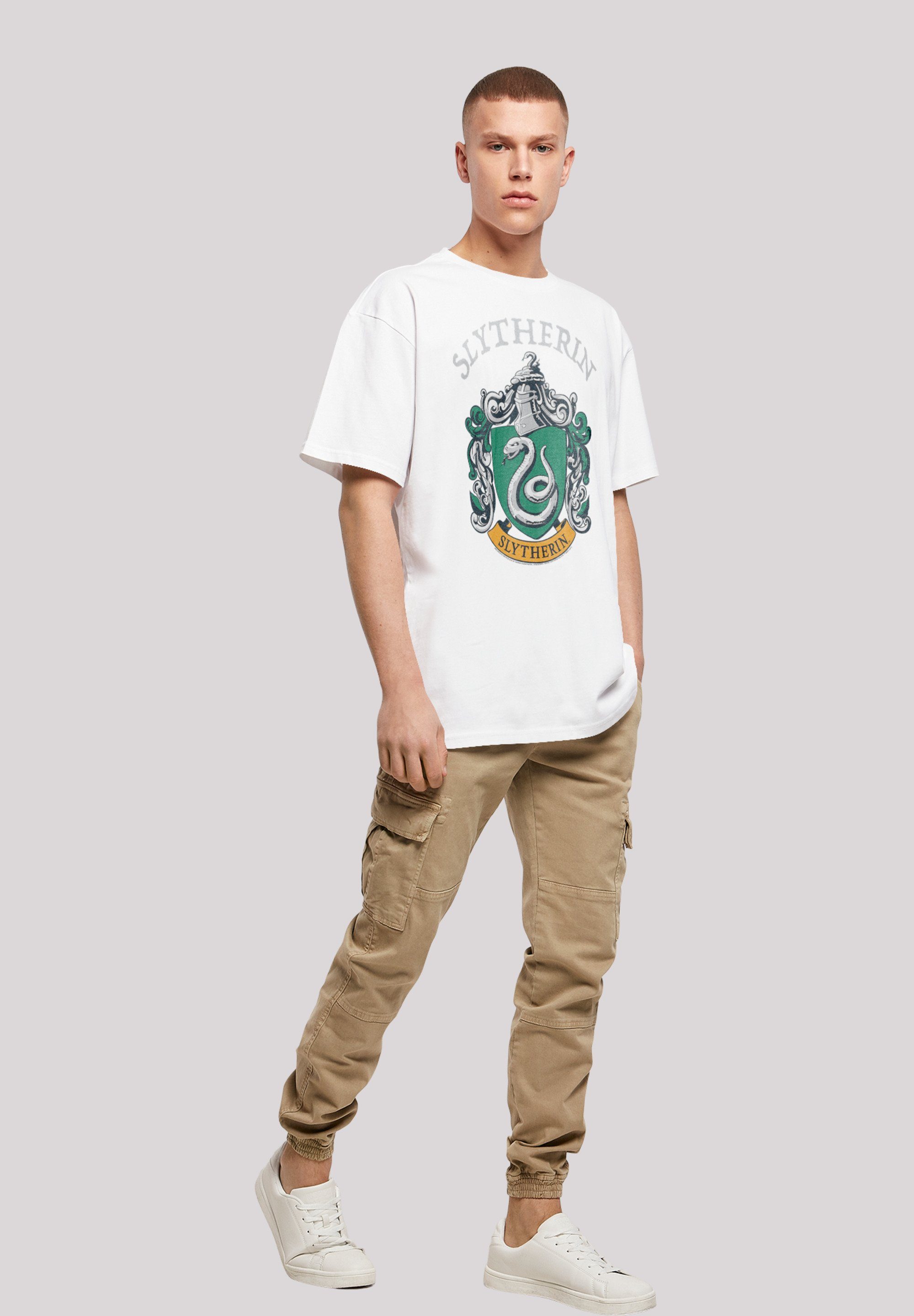 Tee F4NT4STIC Heavy (1-tlg) Herren Crest Kurzarmshirt with Harry Slytherin Oversize white Potter