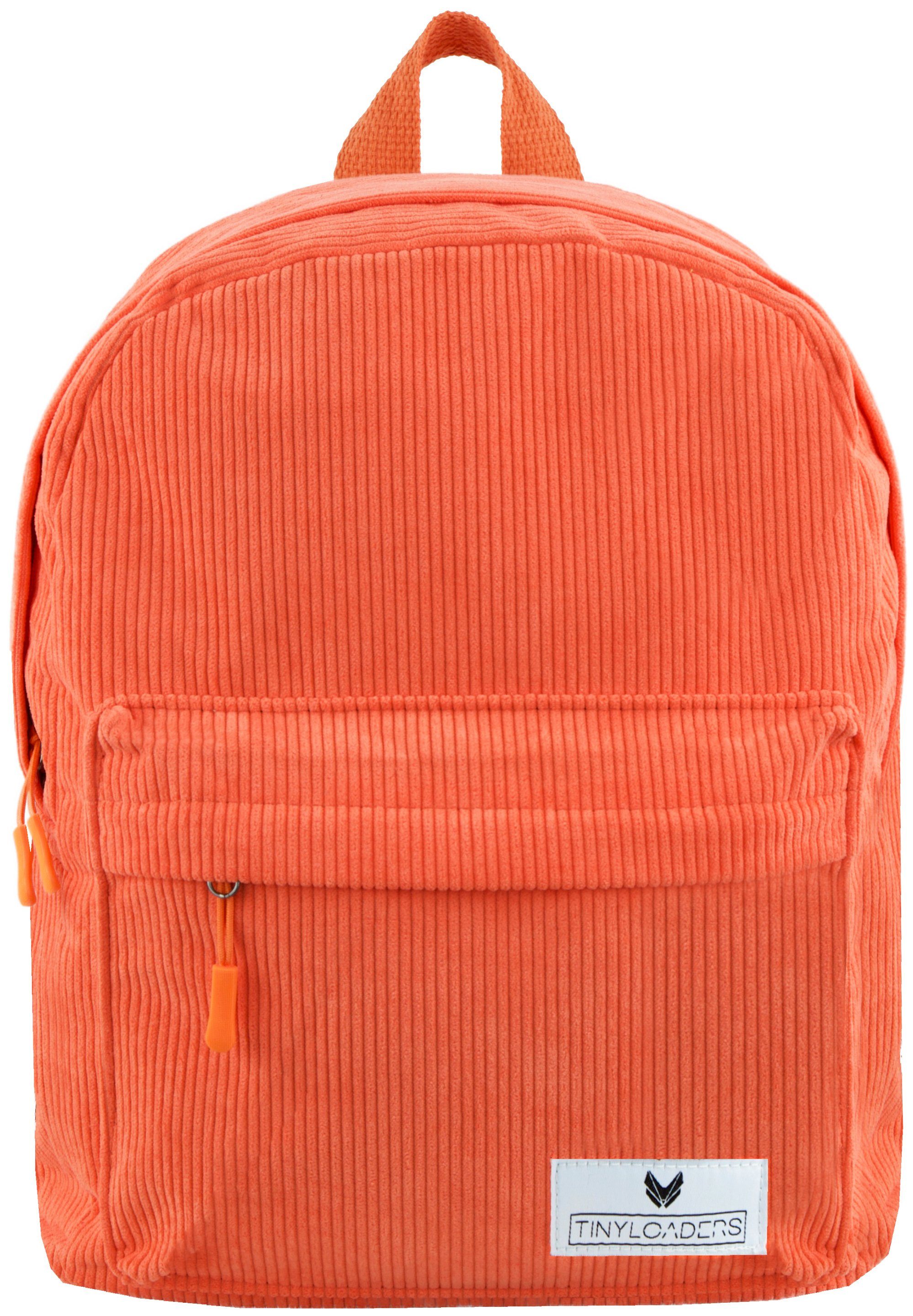 TINYLOADERS Daypack Rucksack Damen PFC-frei, Damen, Arbeit Innentasche, Robuste Zipper, Rucksack Orange Citytasche Kordrucksack Schule, Kord Daypack