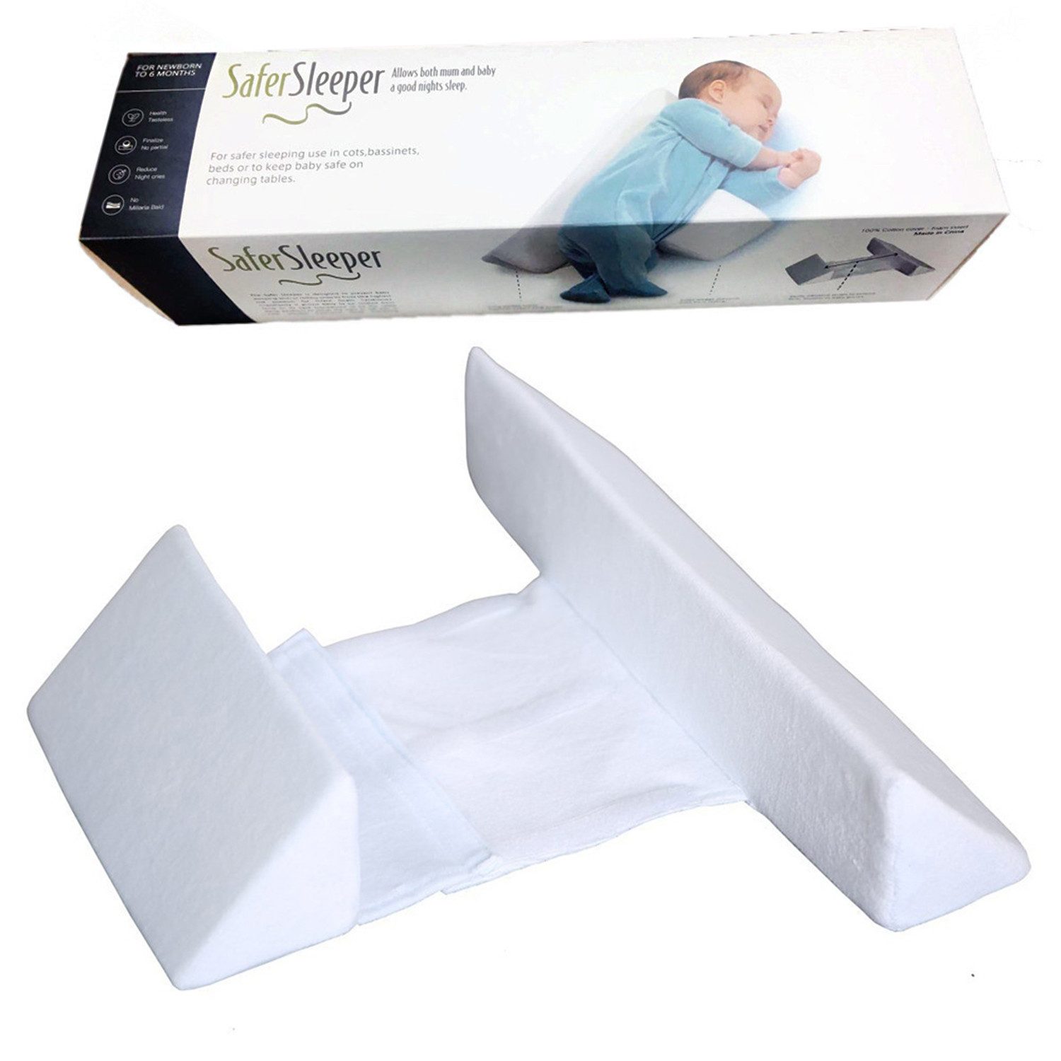 AIMAX Babykissen Säuglingslagerungskissen Abnehmbares und Verstellbares Lagerungskissen, 45° Nclined Support Anti-Roll Seitenschläferkissen für Babyformung