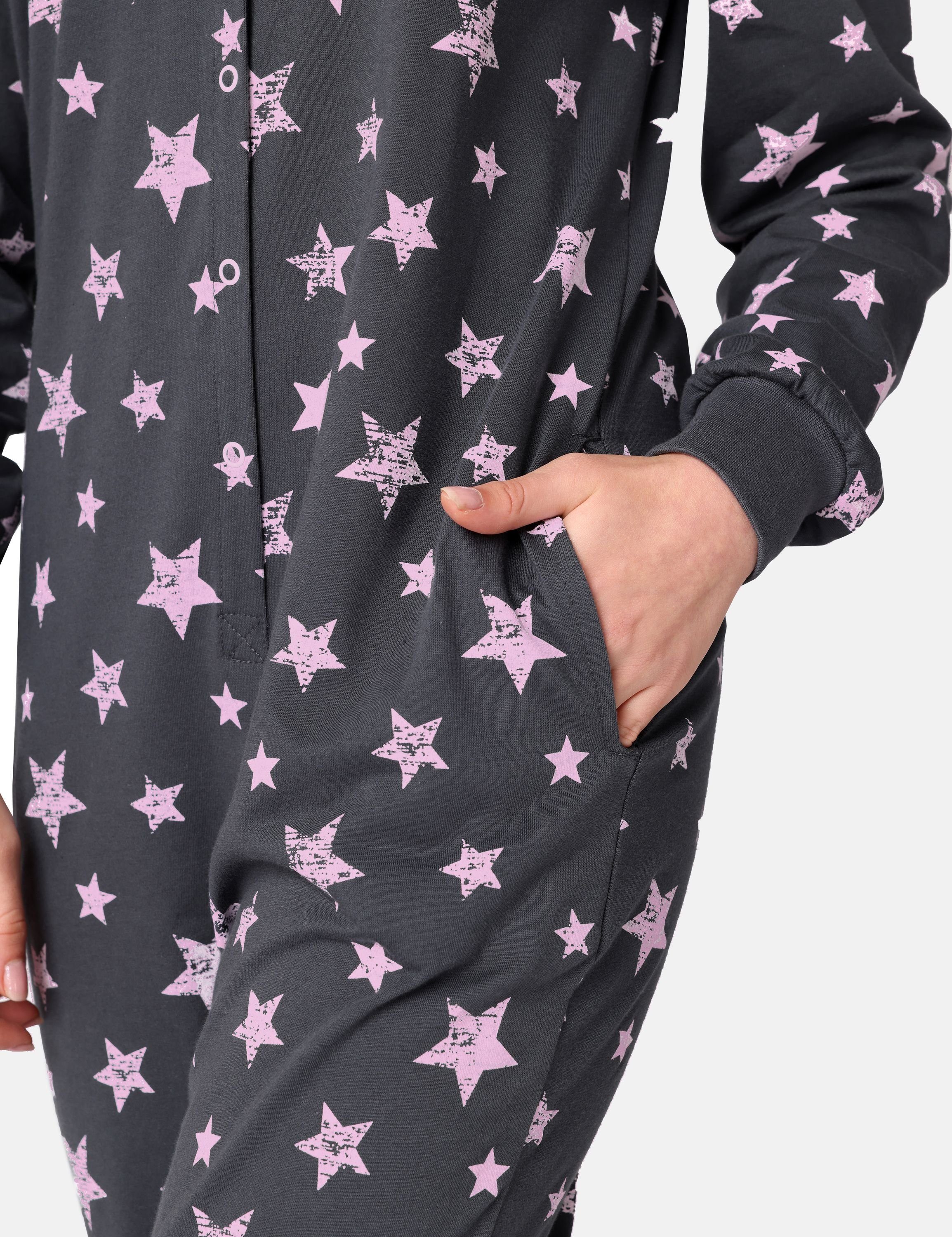 Merry Style Schlafanzug Mädchen Jugend Grafit/Rosa Schlafanzug MS10-335 Schlafoverall Sterne