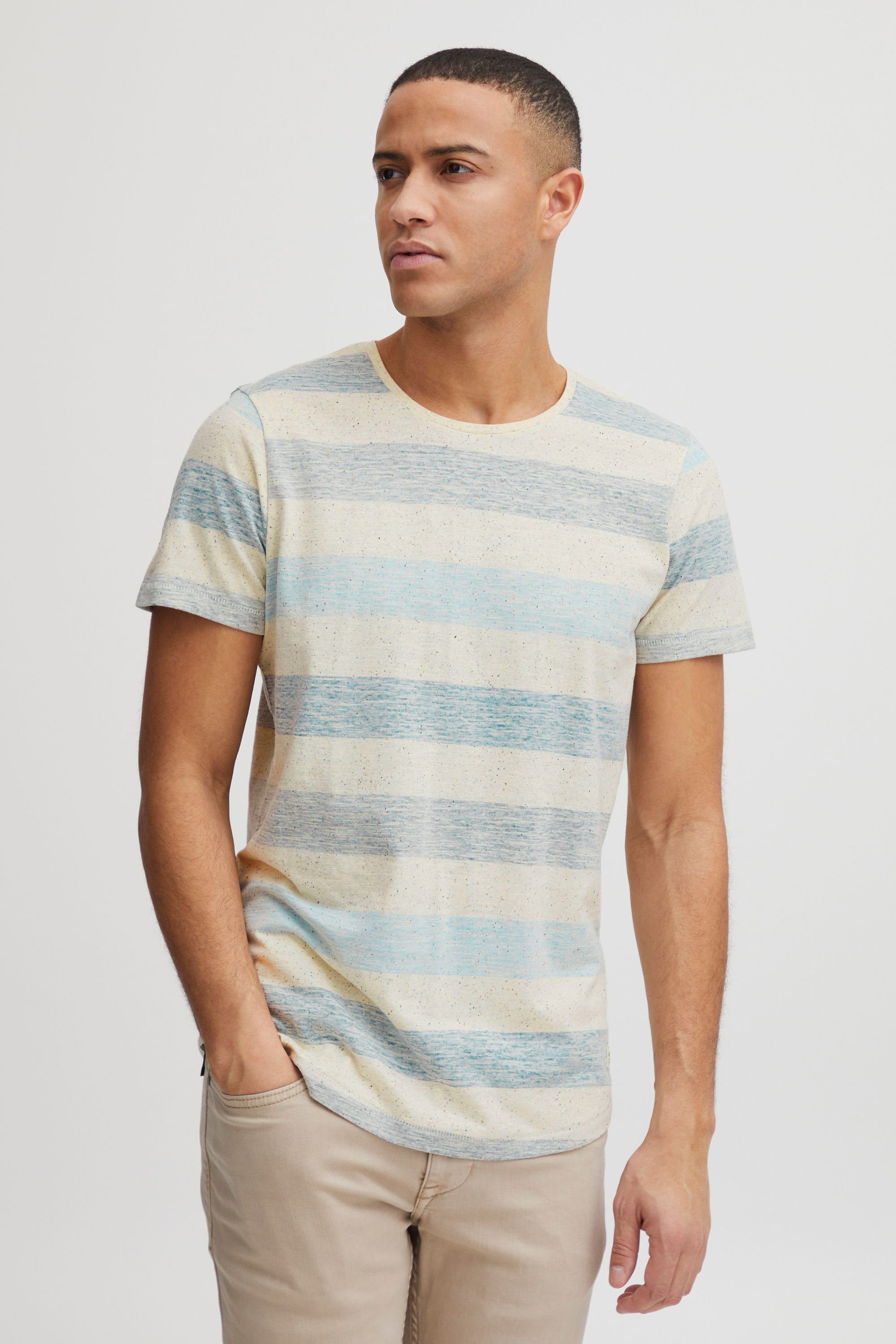 Blend Rundhalsshirt BHEfkin Kurzarmshirt mit Inside-Out Print in Streifenoptik