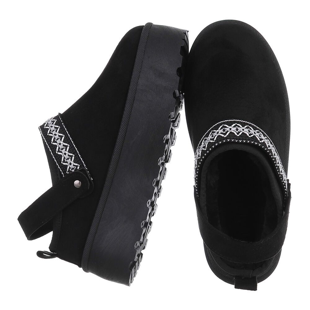 Ital-Design Bequeme Freizeitschuhe mit Riemen für Damen Snowboots (90169614) Flach Stiefeletten in Schwarz