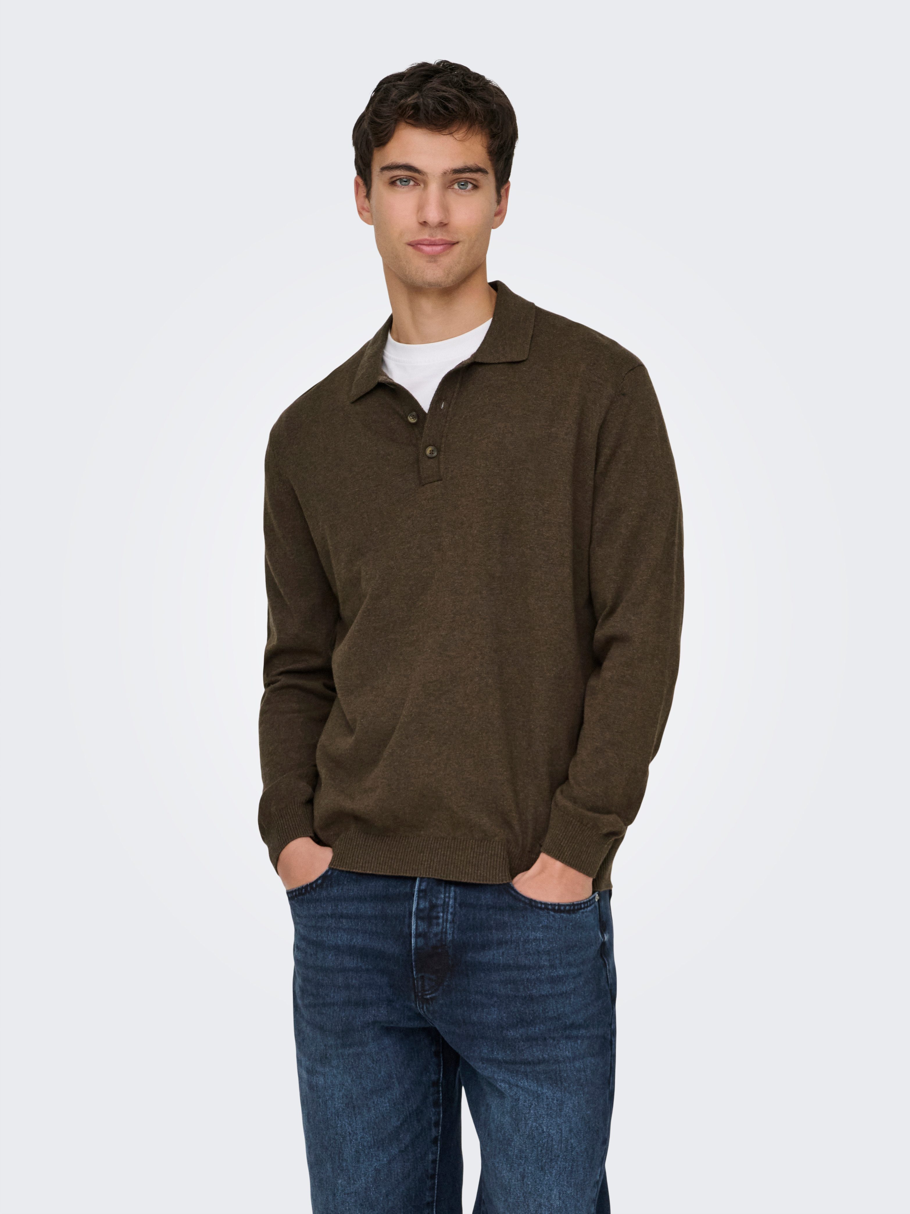 ONLY & SONS Polokragenpullover ONSLOUI REG 12 LS MEL POLO KNIT günstig online kaufen