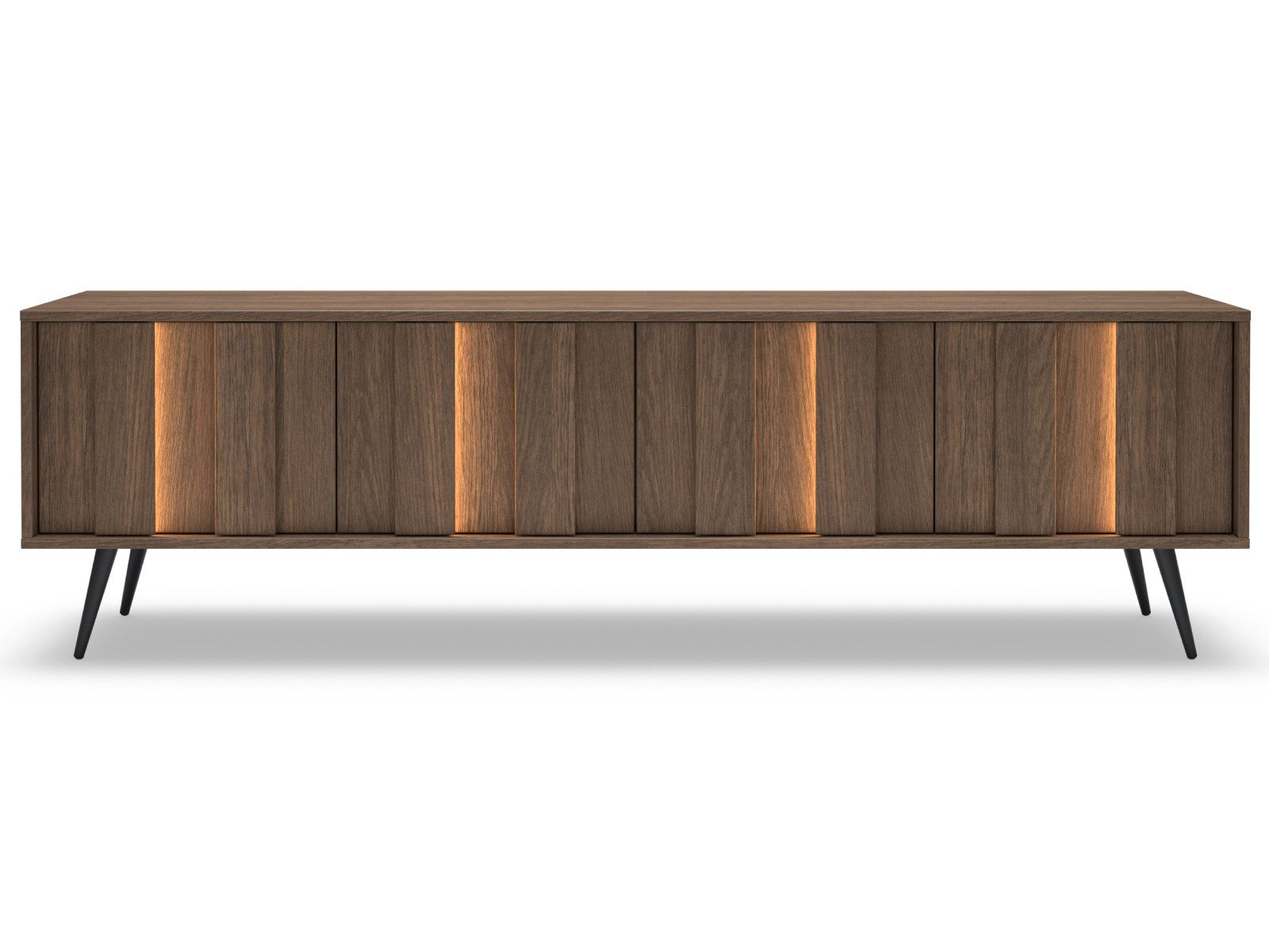 yourhouse24 Lowboard AMARO 183cm (4 Türen) – Eiche Dunin mit Lamellen & inkl. LED