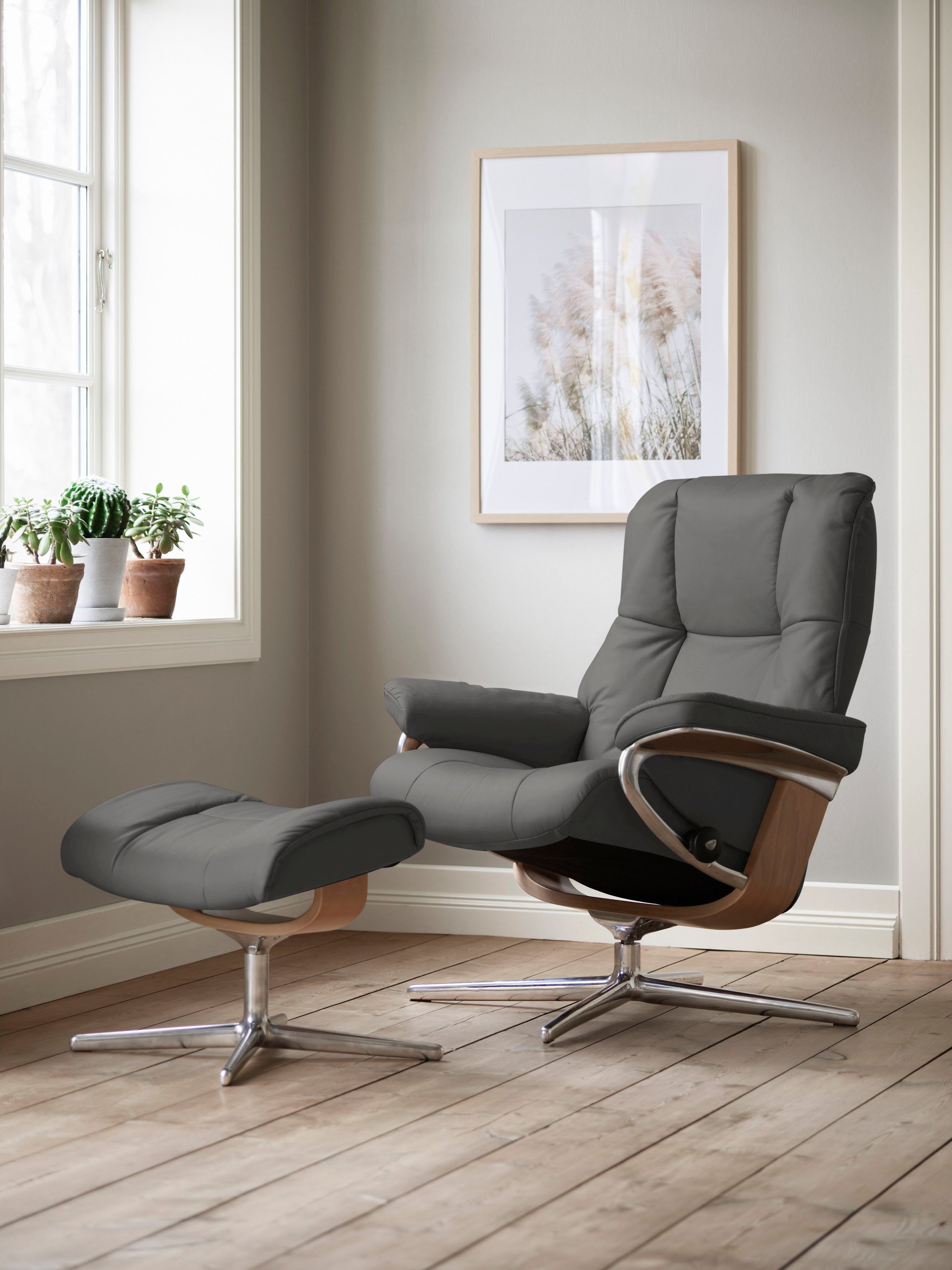 Stressless® Relaxsessel mit Cross L, mit & Größe S, M Relaxsessel Hocker, Holzakzent Eiche mit (Set, Mayfair Hocker), Base