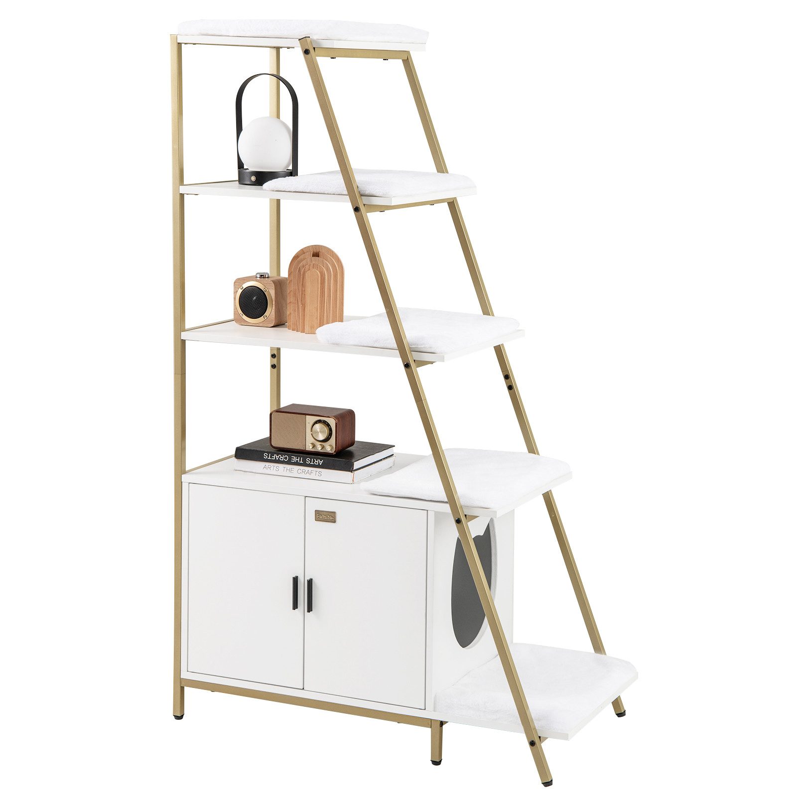 COSTWAY Tierhaus, Katzenschrank mit Leiterregal & Eingang, Katzenklo Schran günstig online kaufen