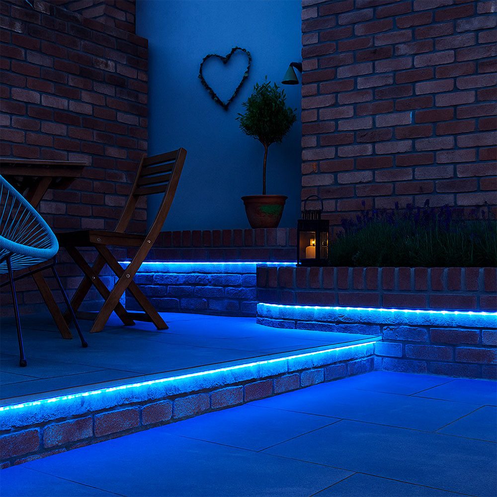 GLOBO LIGHTING Dekolicht, LED-Leuchtmittel fest verbaut, Lichterkette Deko Schlauch Kunststoff transparent 24 blaue LEDs / m