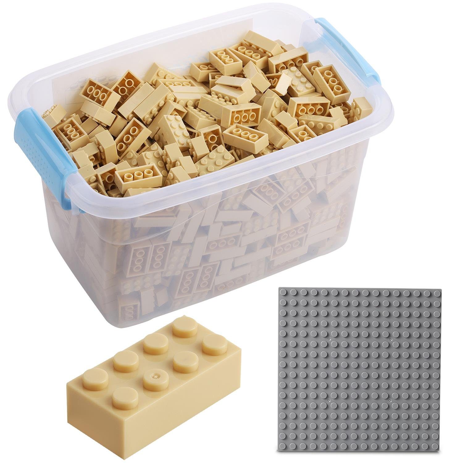 Katara Konstruktionsspielsteine Bausteine Box-Set Kompatibel Herstellern + mit + Farben Box, Steinen - beige allen (3er Set), Platte verschiedene Anderen zu 520