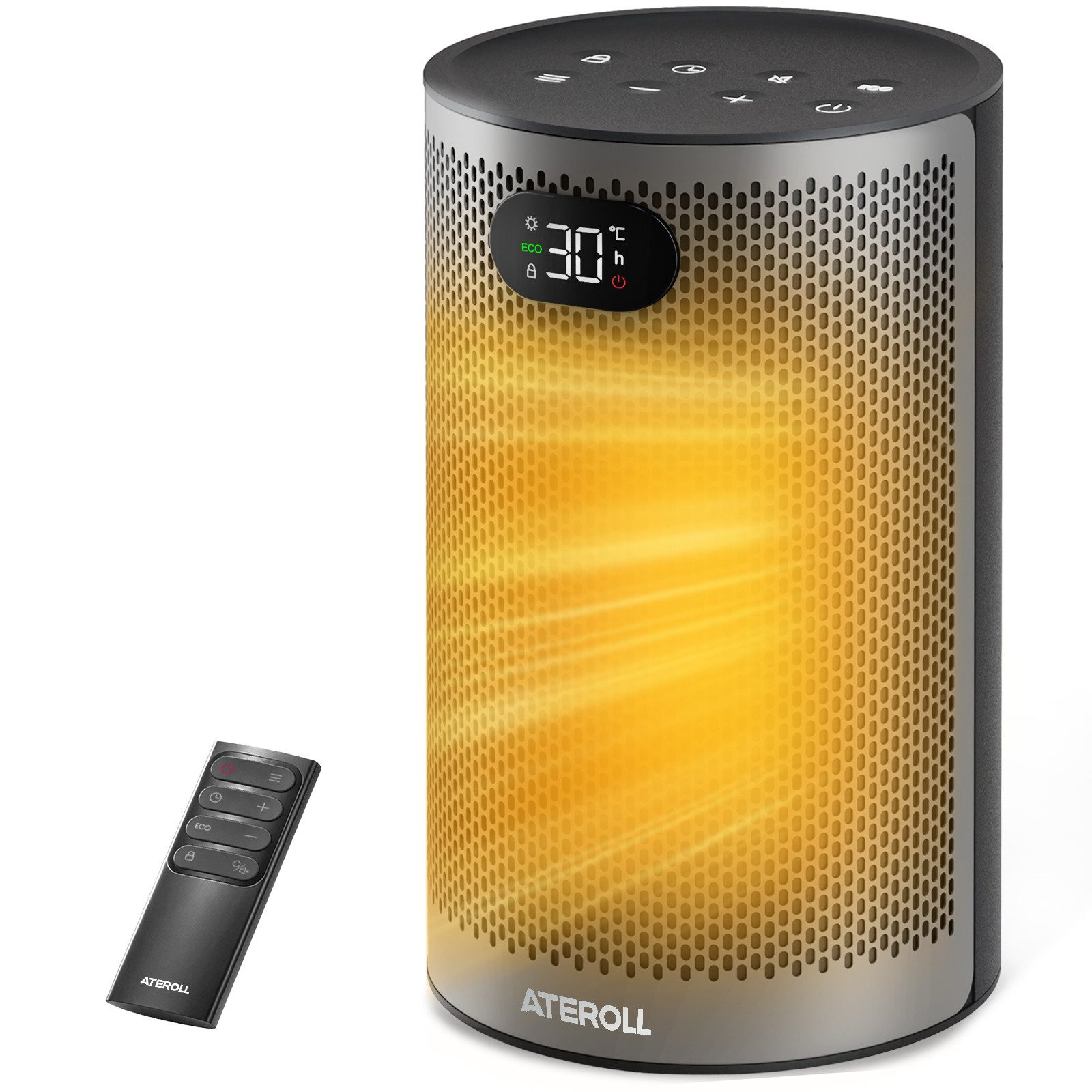 ATEROLL Keramikheizlüfter energiesparendes Heizgerät, leise, 4 Modi, Fernbedienung & Timer, 1500W PTC heizlüfter für Wohnzimmer, Büro, Schlafzimmer, GS geprüft