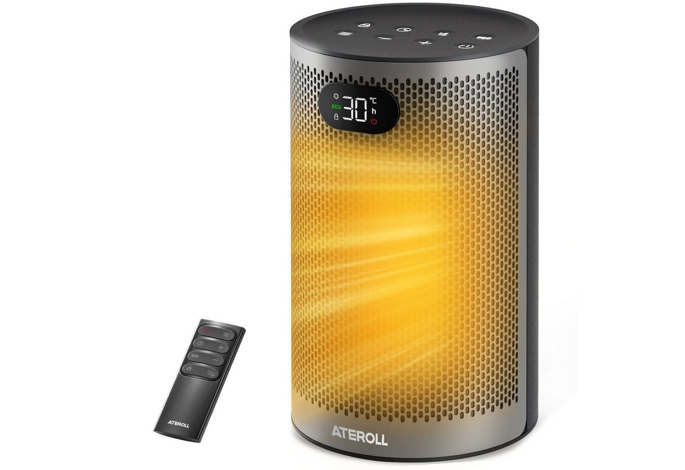 ATEROLL Keramikheizlüfter energiesparendes Heizgerät, leise, 4 Modi, Fernbedienung & Timer, 1500W PTC heizlüfter für Wohnzimmer, Büro, Schlafzimmer, GS geprüft