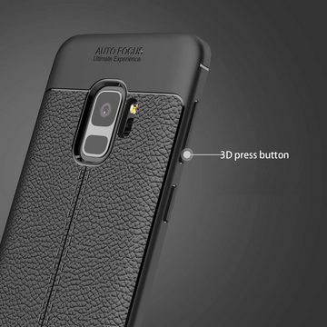 Cadorabo Handyhülle Samsung Galaxy S9 Samsung Galaxy S9, Hülle - Schutzhülle aus TPU Silikon mit edler Kunstleder-Applikation