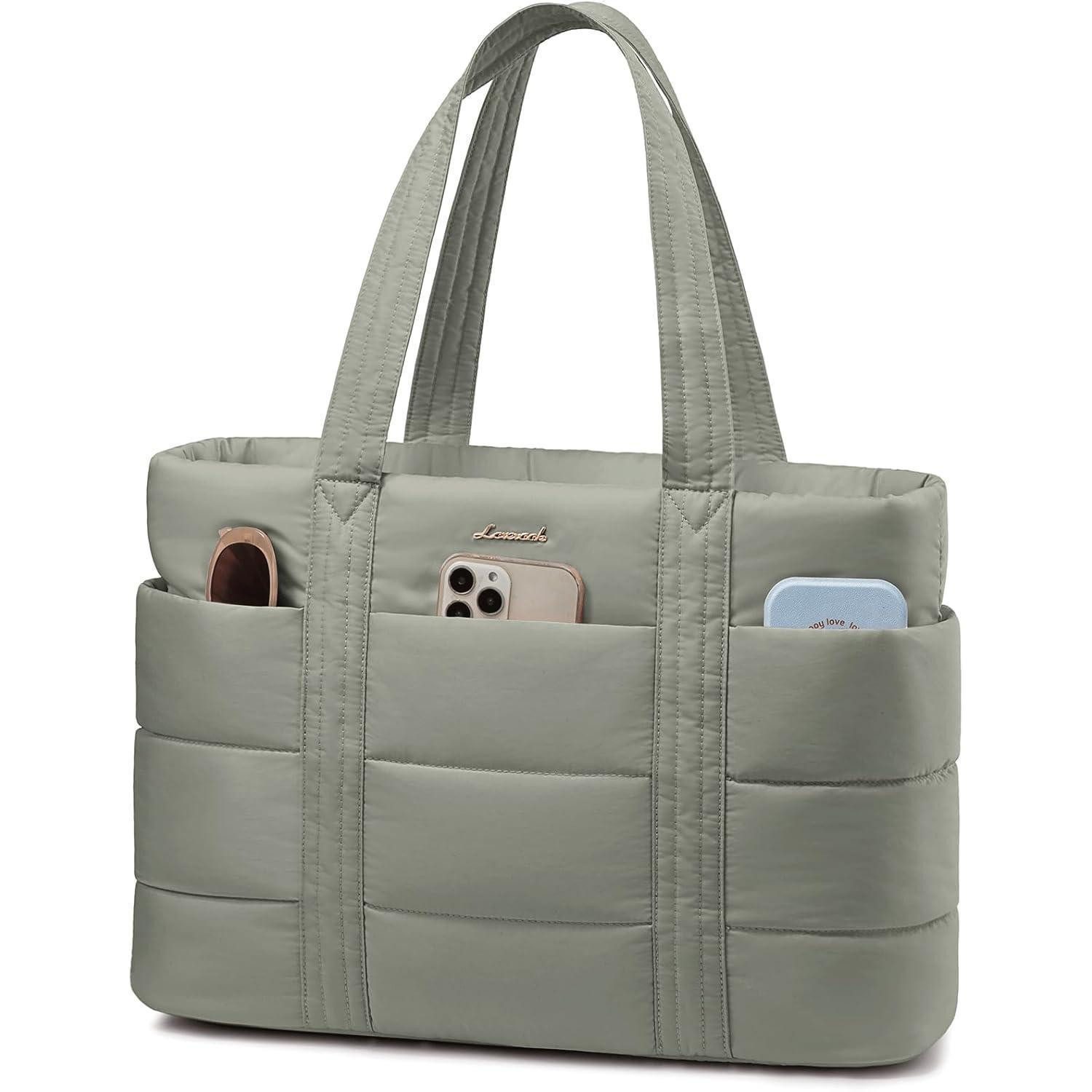 LuxusKollektion Laptoptasche Handtasche Laptop Damen Shopper Schultertasche Business 15.6 Zoll Grün