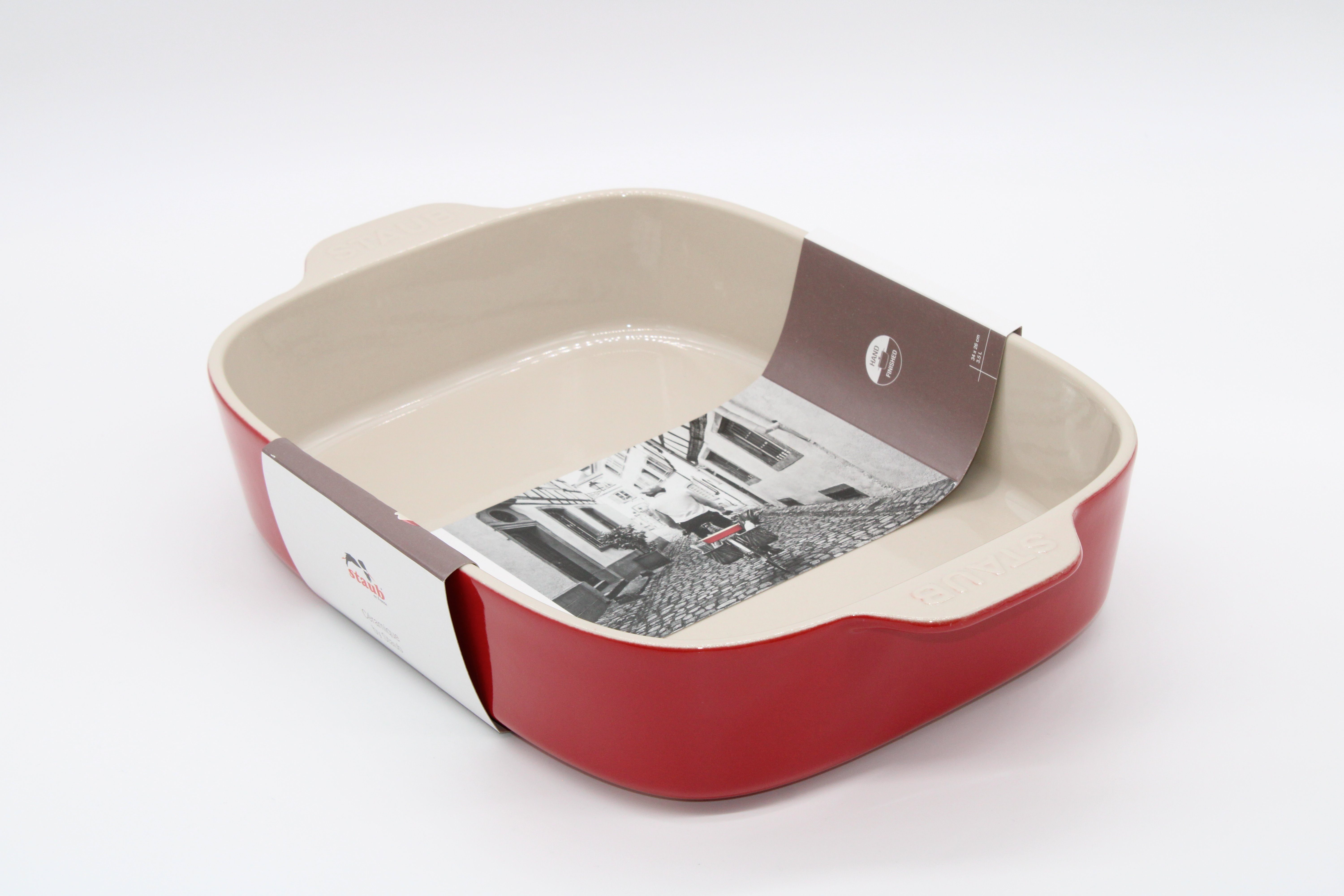 Staub Backform Staub Keramik Auflaufform 34x26cm 3.5L Rot, Antihaft,Mikrowellensicher, Ofenfest, Spülmaschinenfest