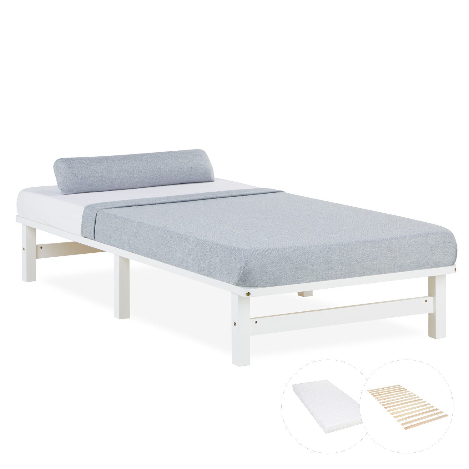 Homestyle4u Holzbett 90/100/140x200 Palettenbett Massivholzbett Futonbett günstig online kaufen