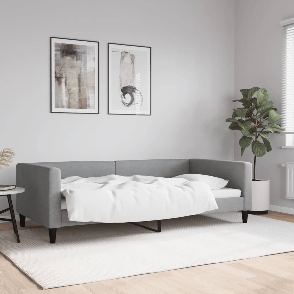 vidaXL Daybed, Tagesbett Hellgrau 100x200 cm Stoff