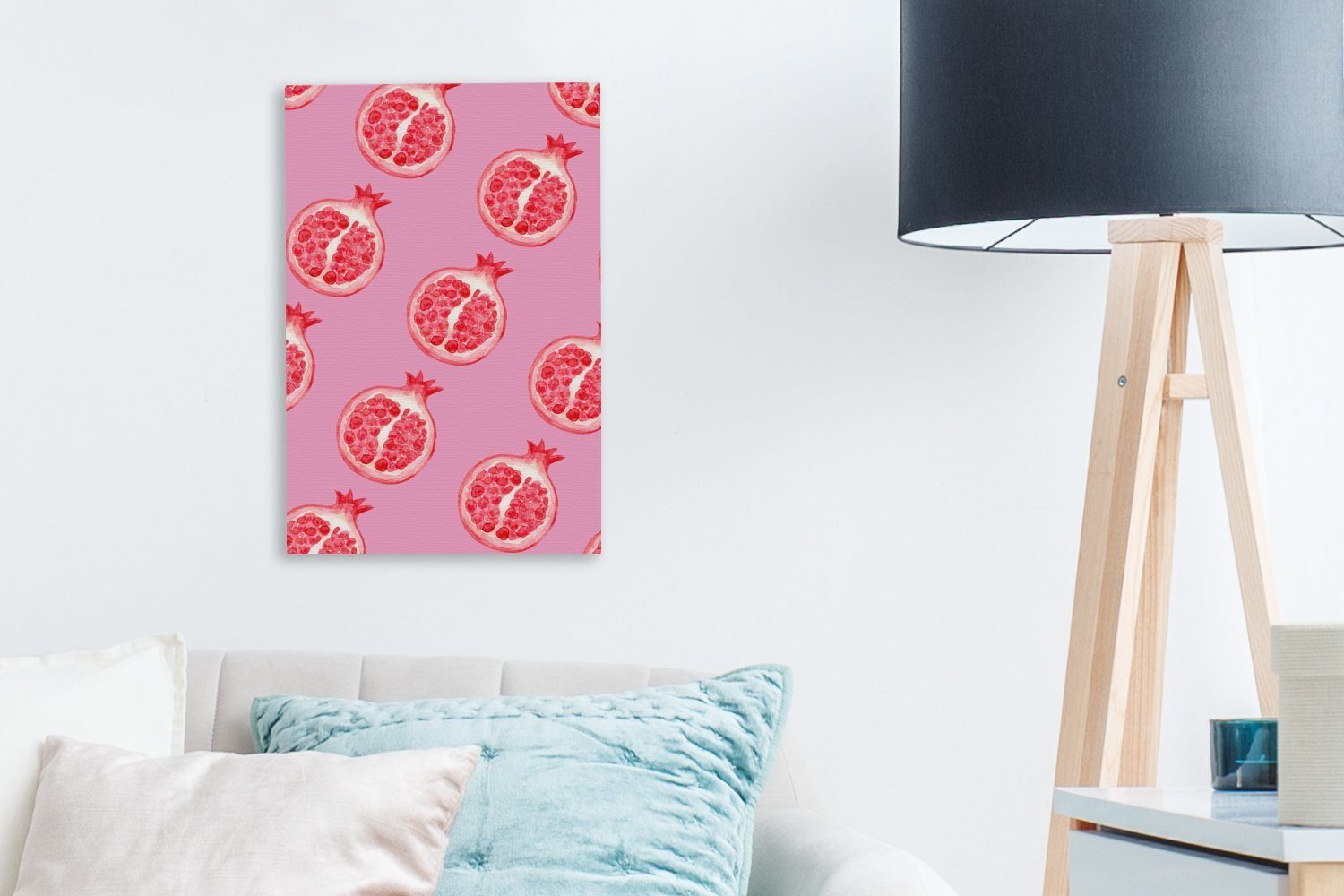 Zackenaufhänger, inkl. OneMillionCanvasses® - Leinwandbild Aquarell (1 Obst bespannt - 20x30 Rosa, Gemälde, St), fertig Leinwandbild cm