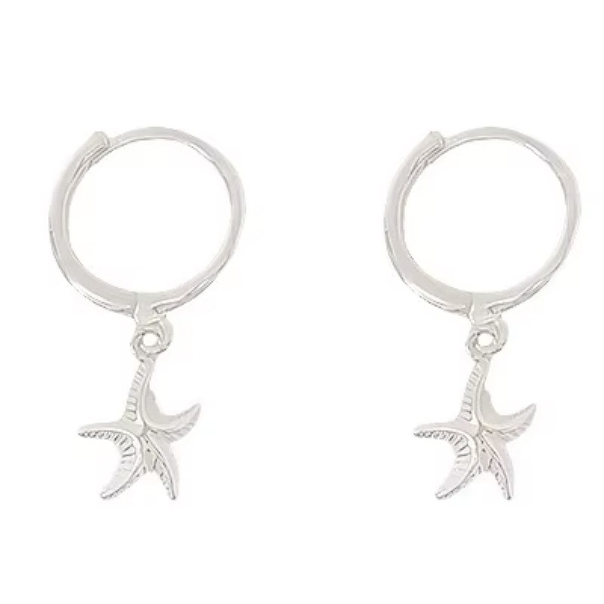 ELLAWIL Paar Creolen maritimer Ohrschmuck Ohrringe Creole Strand & Meer Seestern (GESCHENKIDEE, Sterling Silber 925), inklusive Geschenkschachtel