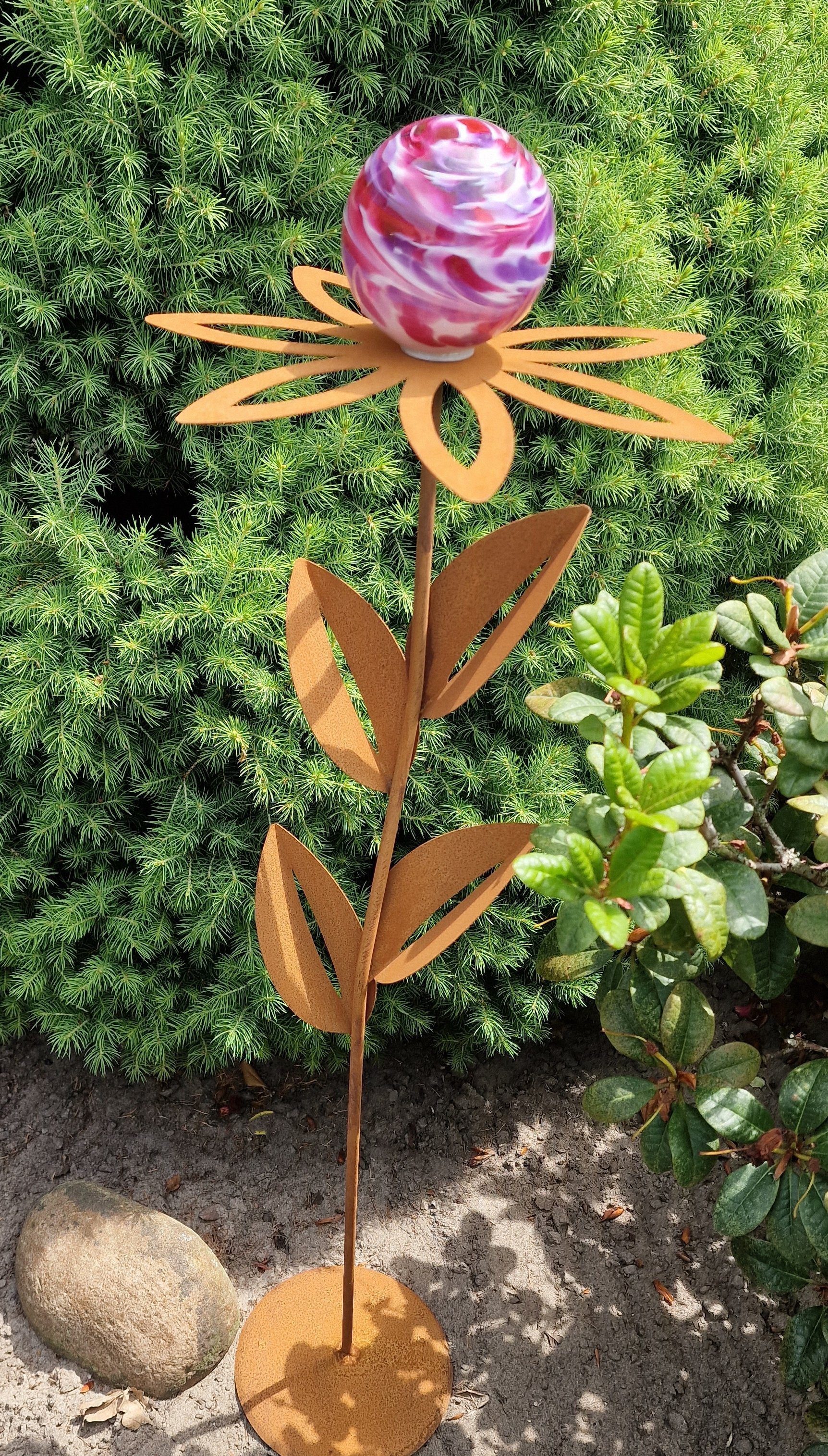 cm Malve Bocker Blume 77 Glaszauber mit Paris Gartenstecker Cortenstahl Standfuß Jürgen Garten-Ambiente