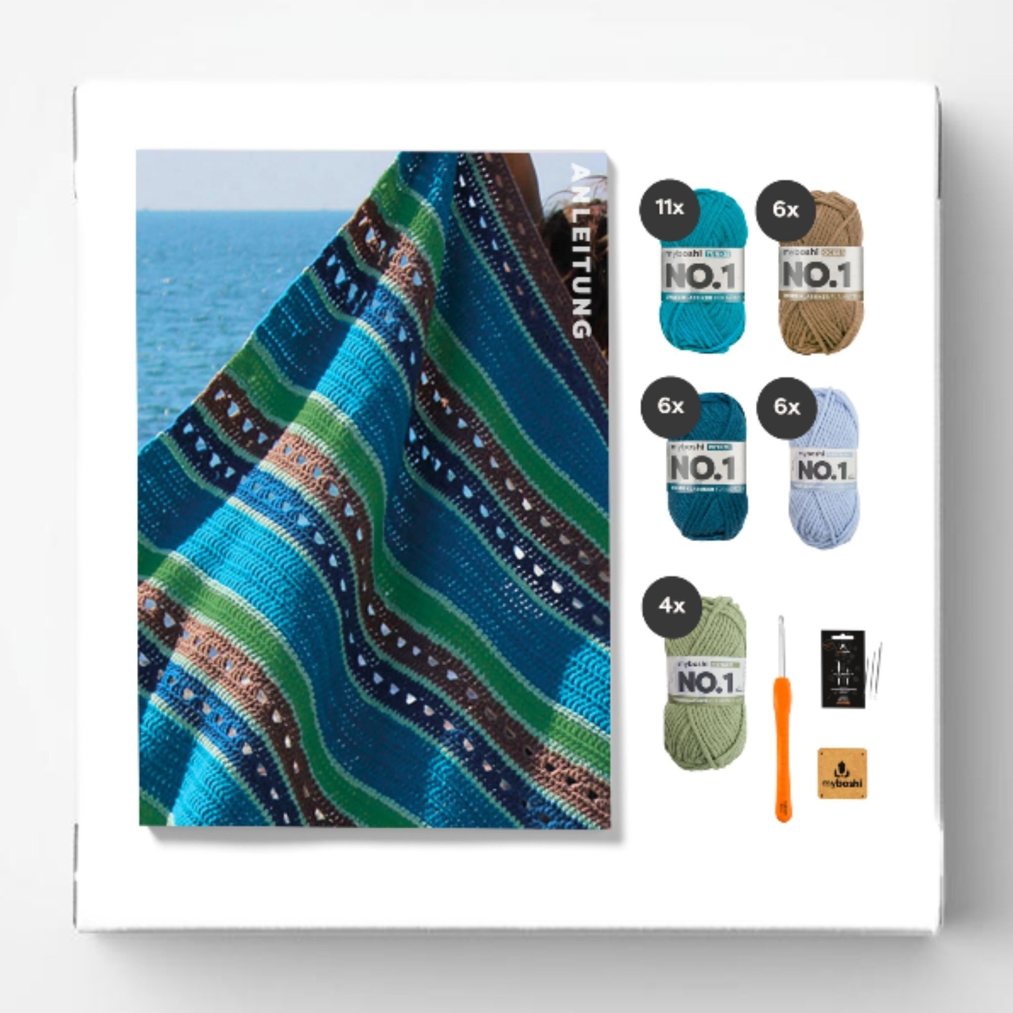 myboshi Kreativset Häkelset Decke Arata No.1 Wolle Nadel Anleitung, (1-tlg)