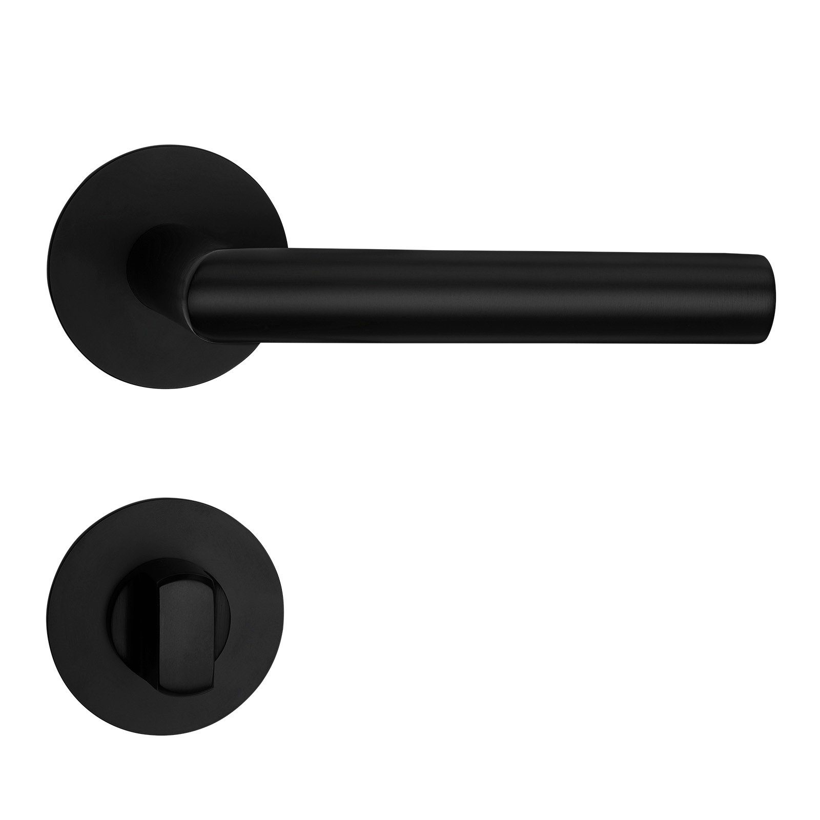 SO-TECH® Drückergarnitur THORE Edelstahl, Flachrosetten, magnetische Cliptechnik, Bad / WC Türen Türgarnitur schwarz galvanisiert