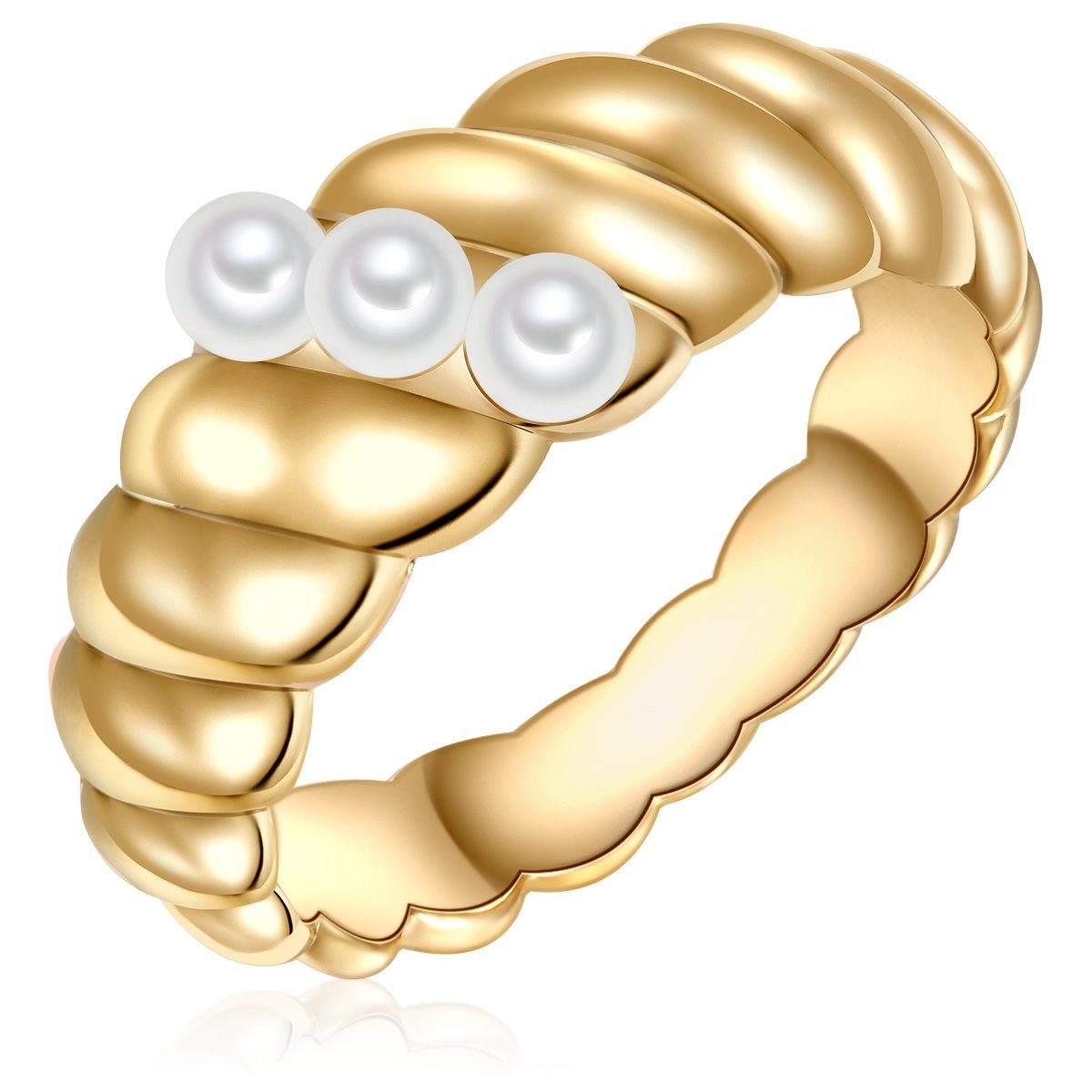 Lulu & Jane Perlenring gelbgold, Messing günstig online kaufen