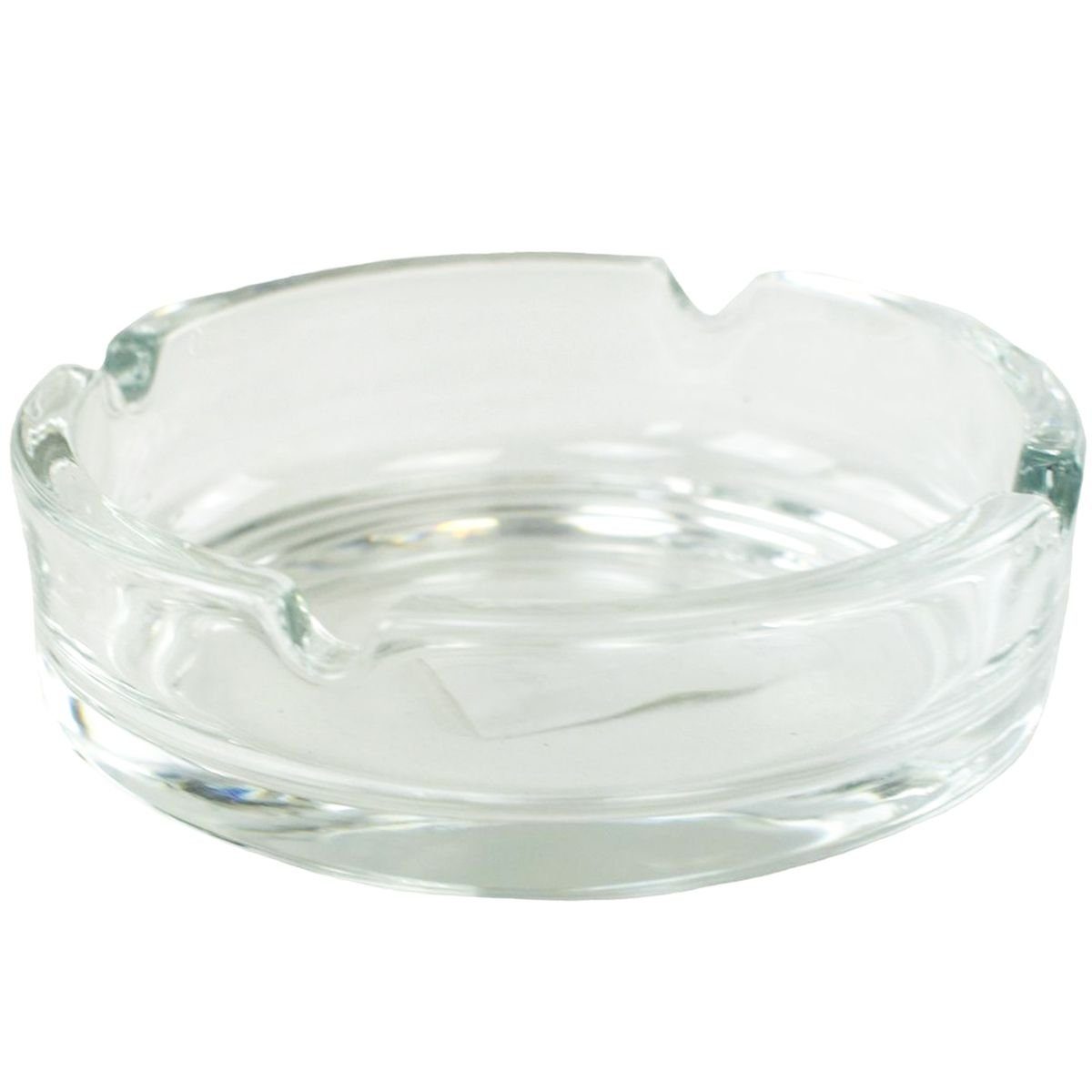 Aschenbecher Tischaschenbecher ca. 10,5 x 3,5 cm Glasaschenbecher transparent rund, mit 4 Einsenkungen
