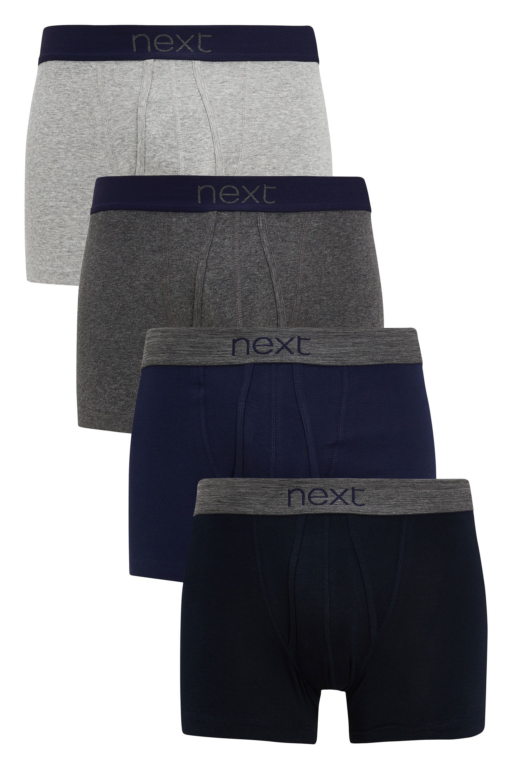 aus Baumwolle, reiner Grey/Navy Boxershorts Next (4-St) 4er-Pack Unterhosen