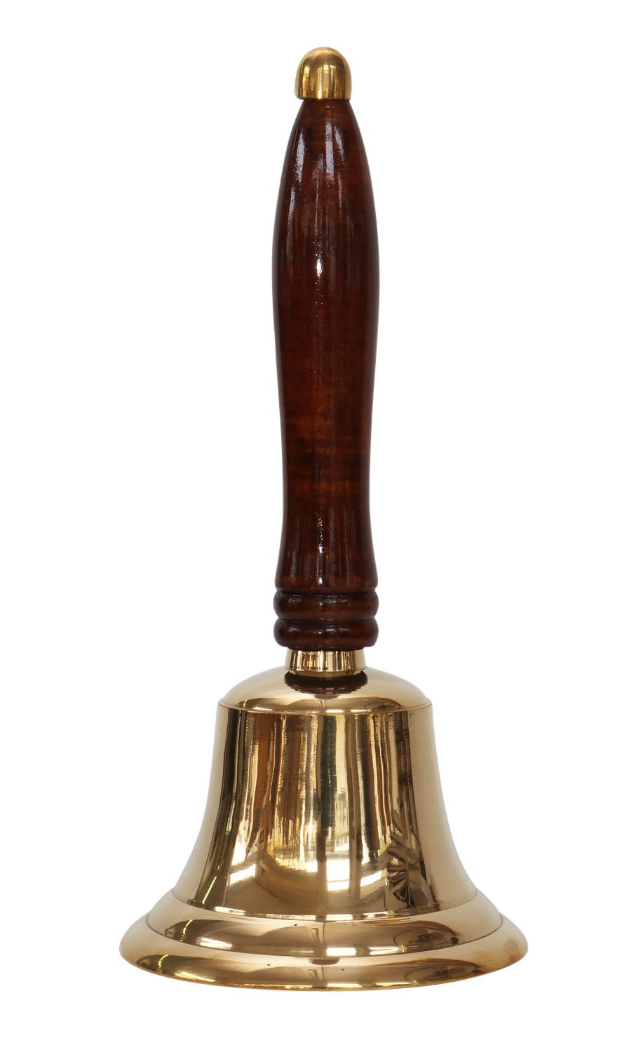 Aubaho Dekoobjekt Tischglocke 22cm Handglocke Glocke Schulglocke Antik-Stil Messing Holz