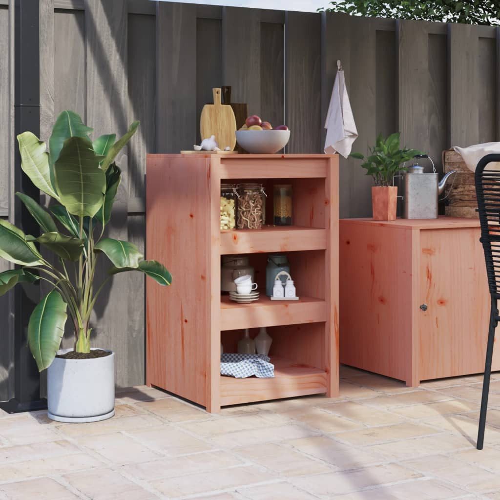 furnicato Outdoor-Küchenmodul Outdoor-Küchenschrank aus massivem Holz, 55 x 55 x 92 cm, natur (1-St) Witterungsbeständige Küchenkommode mit viel Stauraum für Utensilien