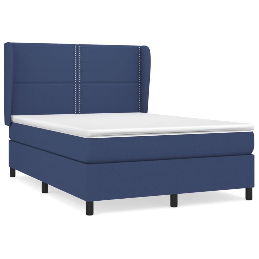vidaXL Boxspringbett, Boxbett mit Matratze Blau 140x200 cm Stoff günstig online kaufen