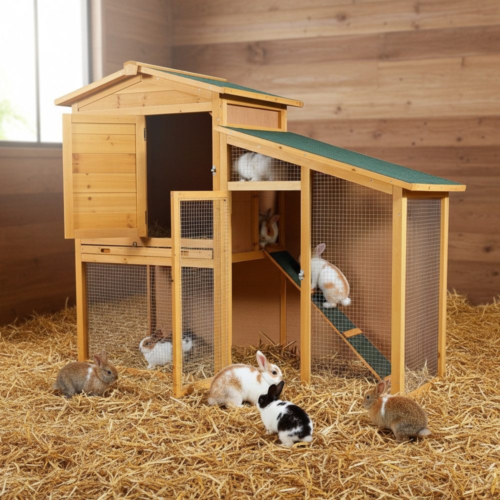 Melko Kleintierstall Kleintierstall Hasenstall Hasenkäfig Kaninchenstal Fre günstig online kaufen