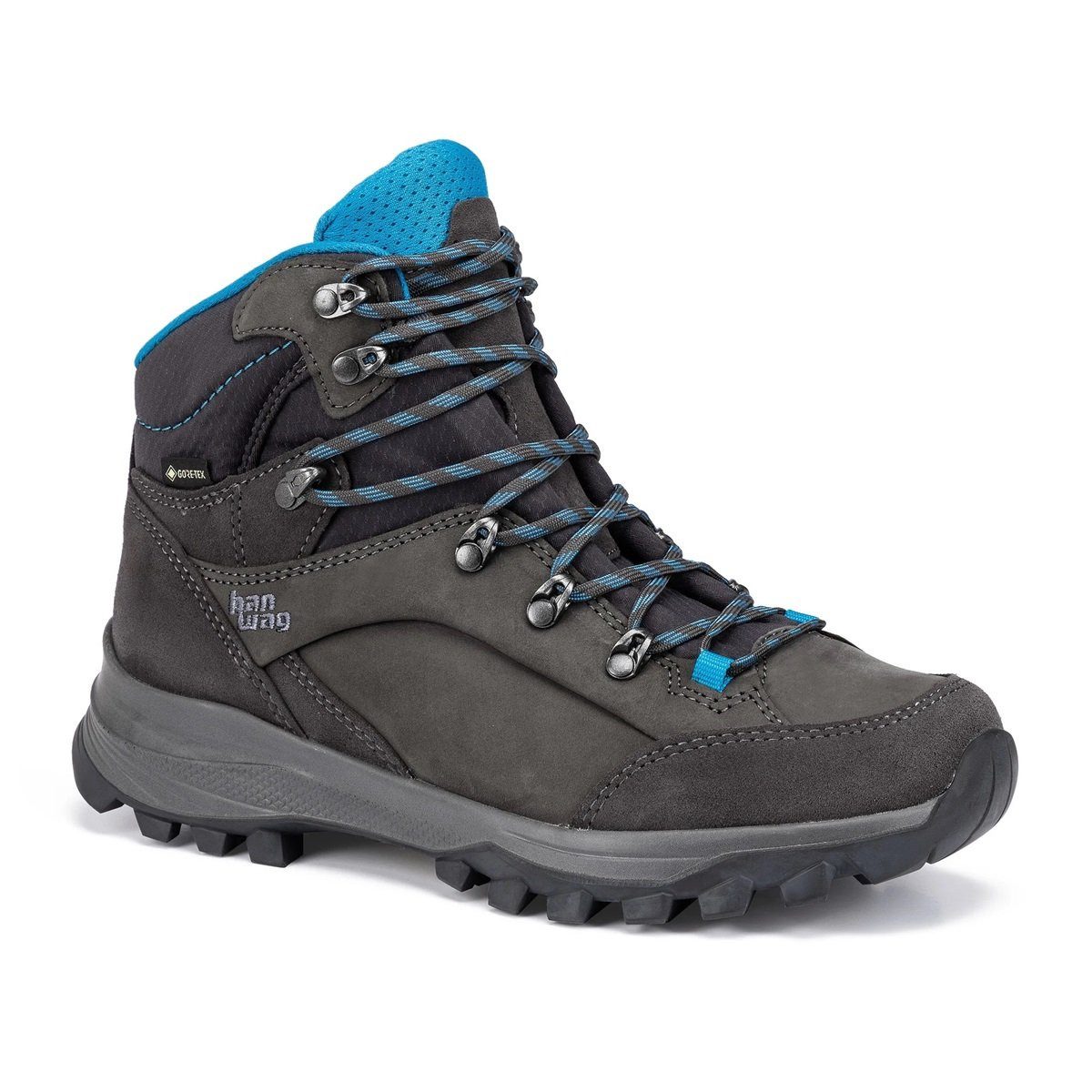 Hanwag Banks Lady GTX (Nubukleder, wasserdicht) asphaltgrau/ozeanblau Damen Wanderschuh