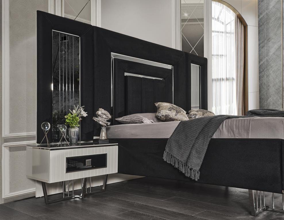 Möbel Spiegel 5tlg., Kommode Textil Bett (5-St) JVmoebel Nachttischen Schlafzimmer-Set Luxus mit