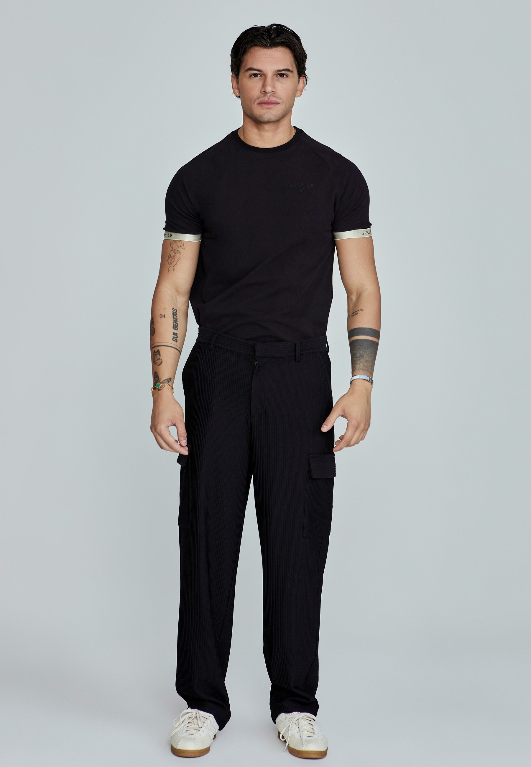 Siksilk Cargohose SikSilk Herren Schwarze Cargohose