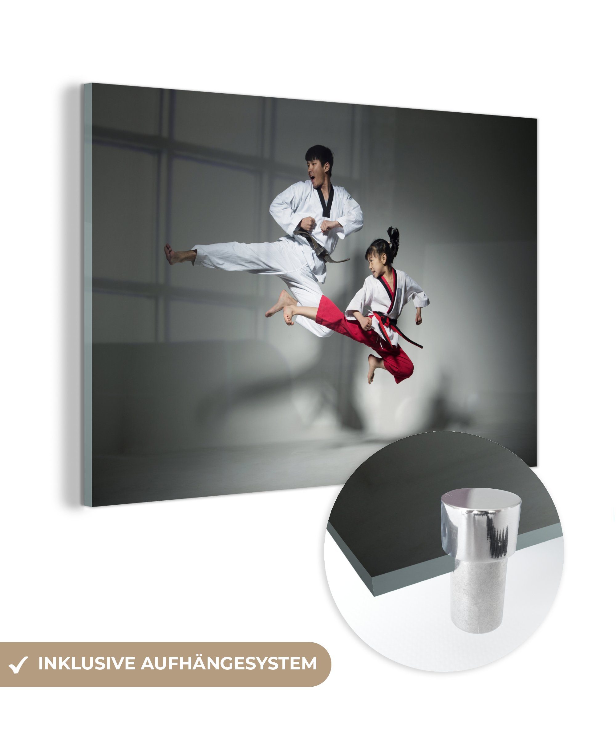 MuchoWow Acrylglasbild Zwei Personen beim Taekwondo-Training, (1 St), Acrylglasbilder Wohnzimmer & Schlafzimmer