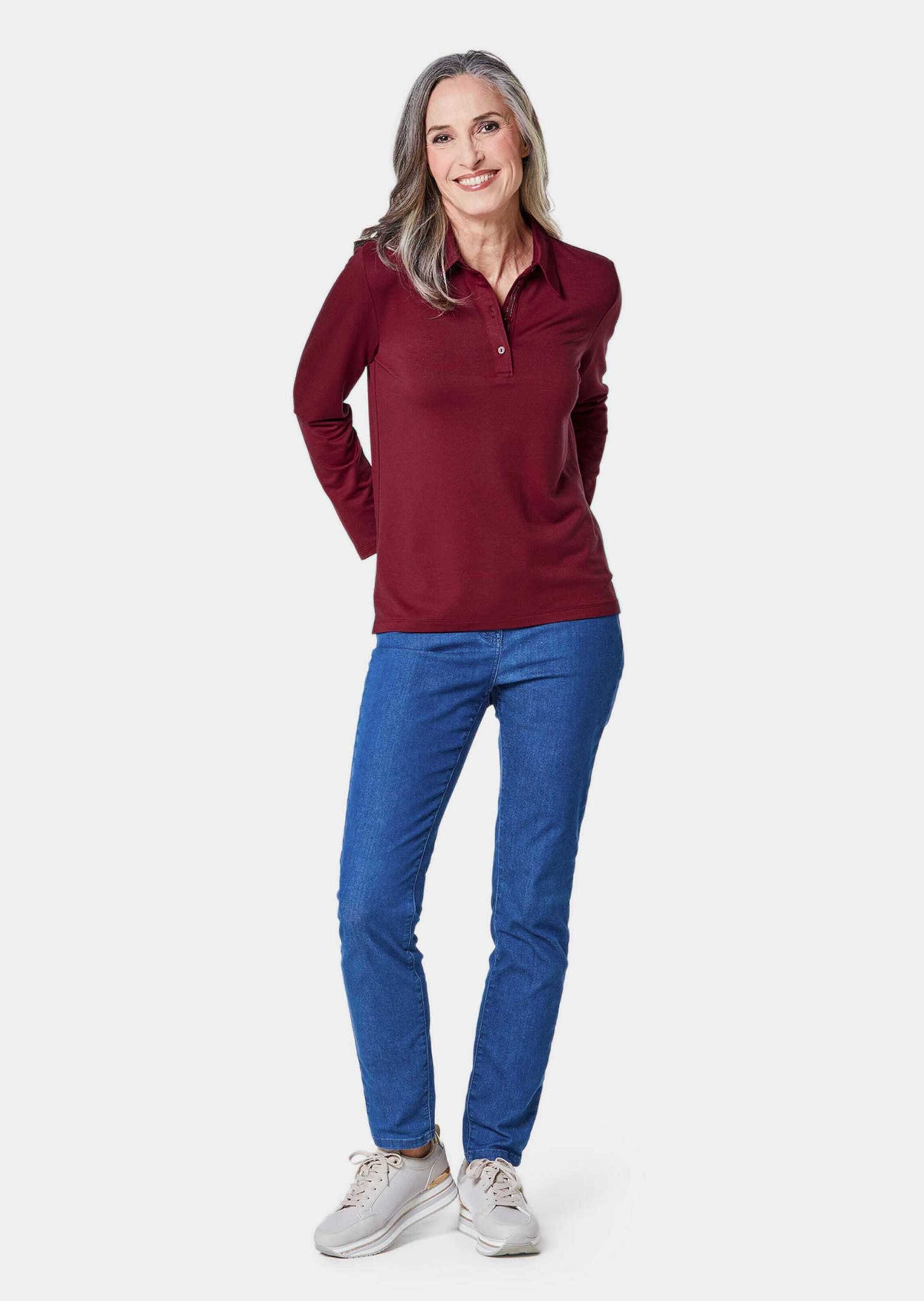 GOLDNER Poloshirt Langarm Poloshirt mit Schmuckband günstig online kaufen