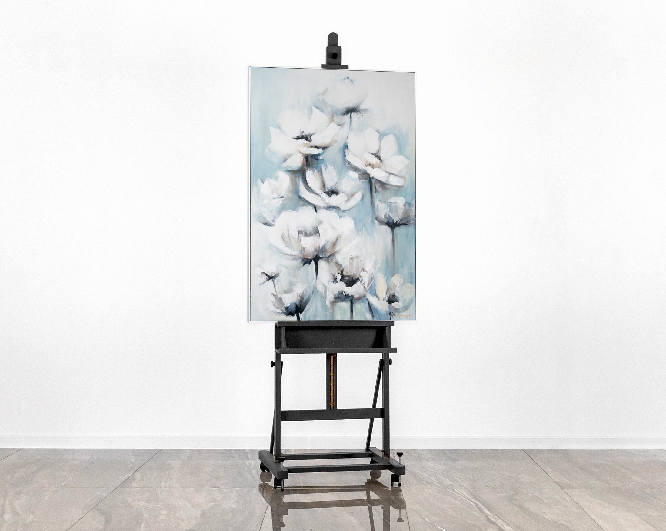 in Blumen YS-Art Gemälde Mit Blumige Rahmen Zärtlichkeit, Weiß
