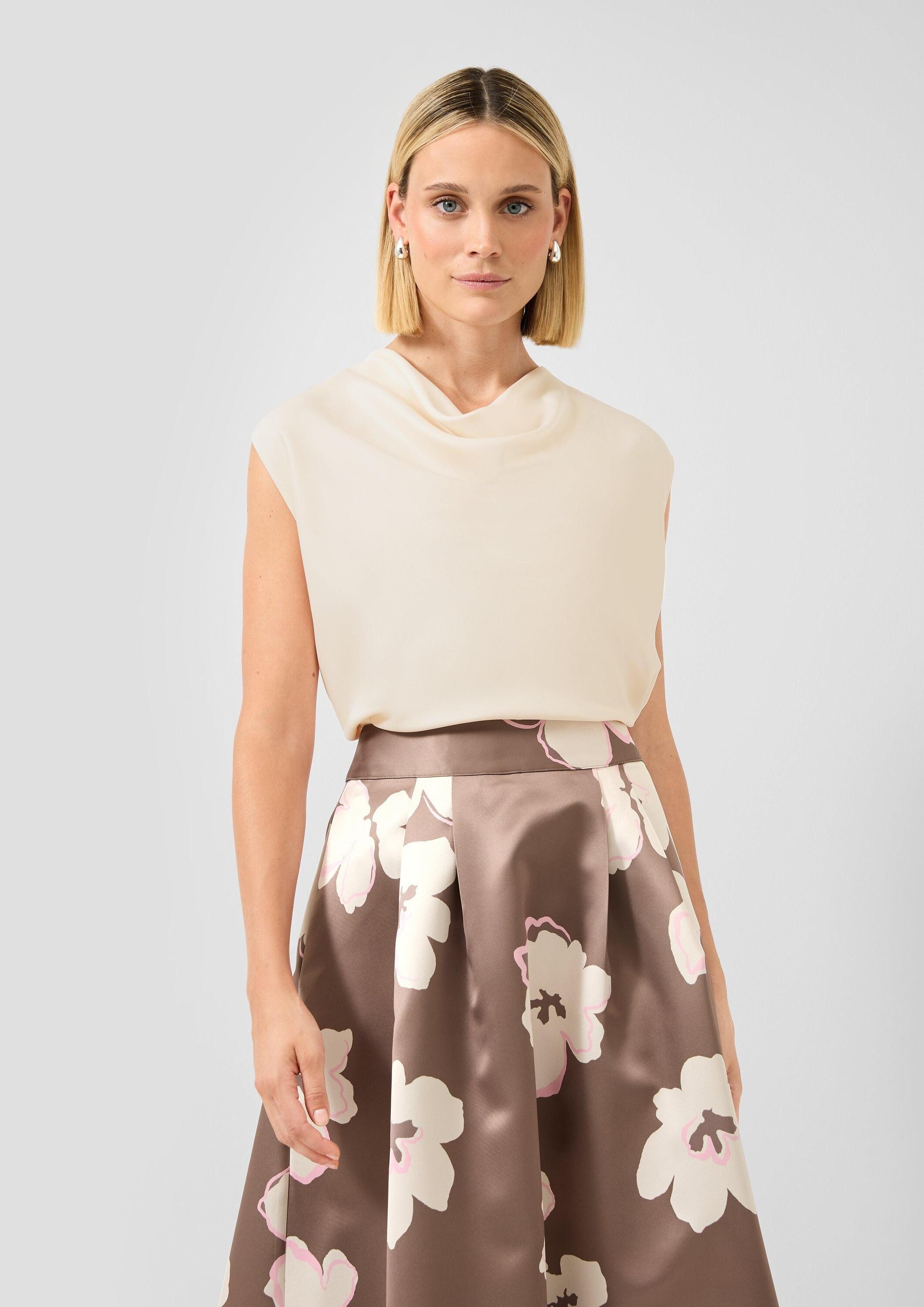 s.Oliver Blusentop Bluse Satin-Top mit Wasserfall-Ausschnitt