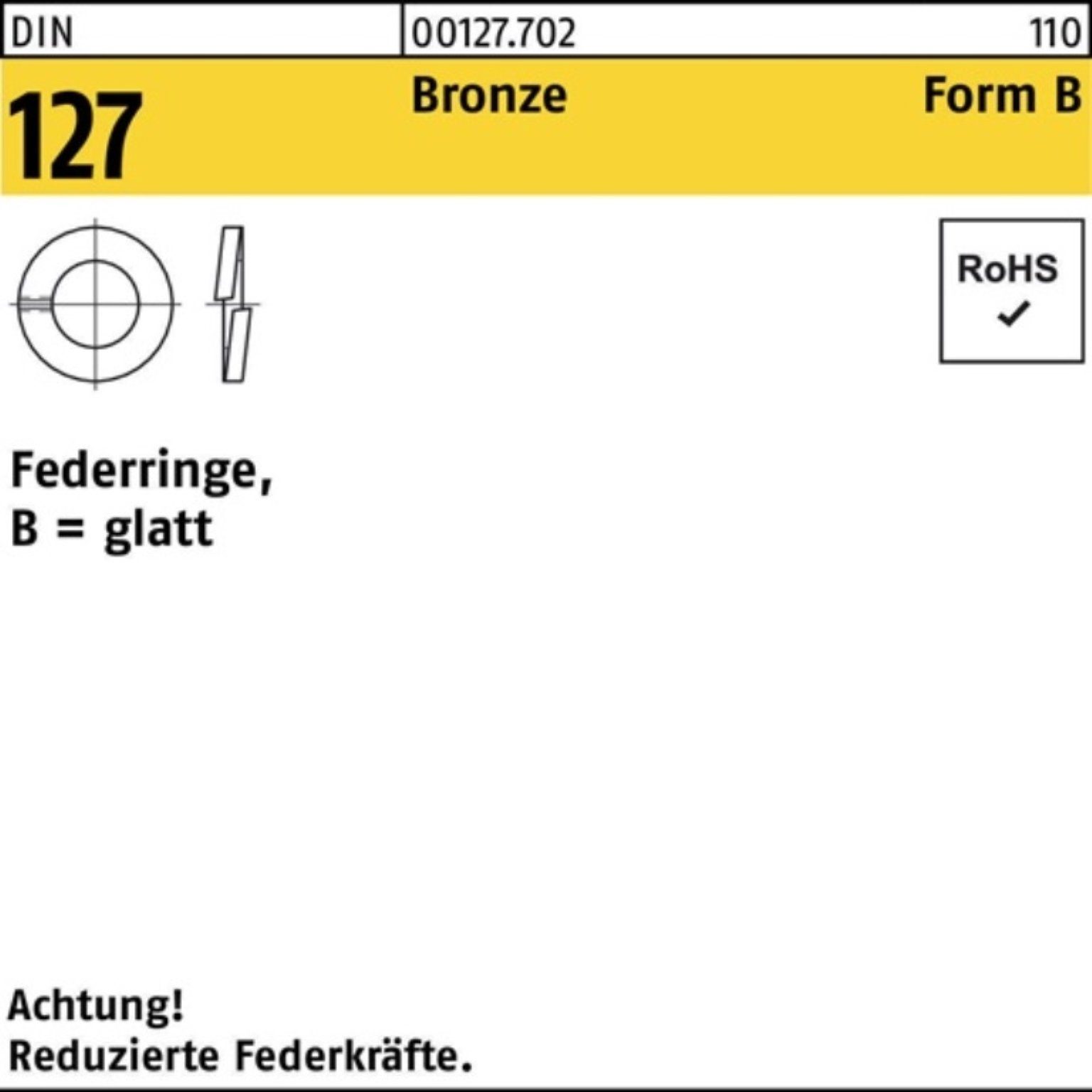 Bronz Federring DIN Reyher 127 Stück 500er DIN 500 Pack CuSn Federring Bronze 127 B 10