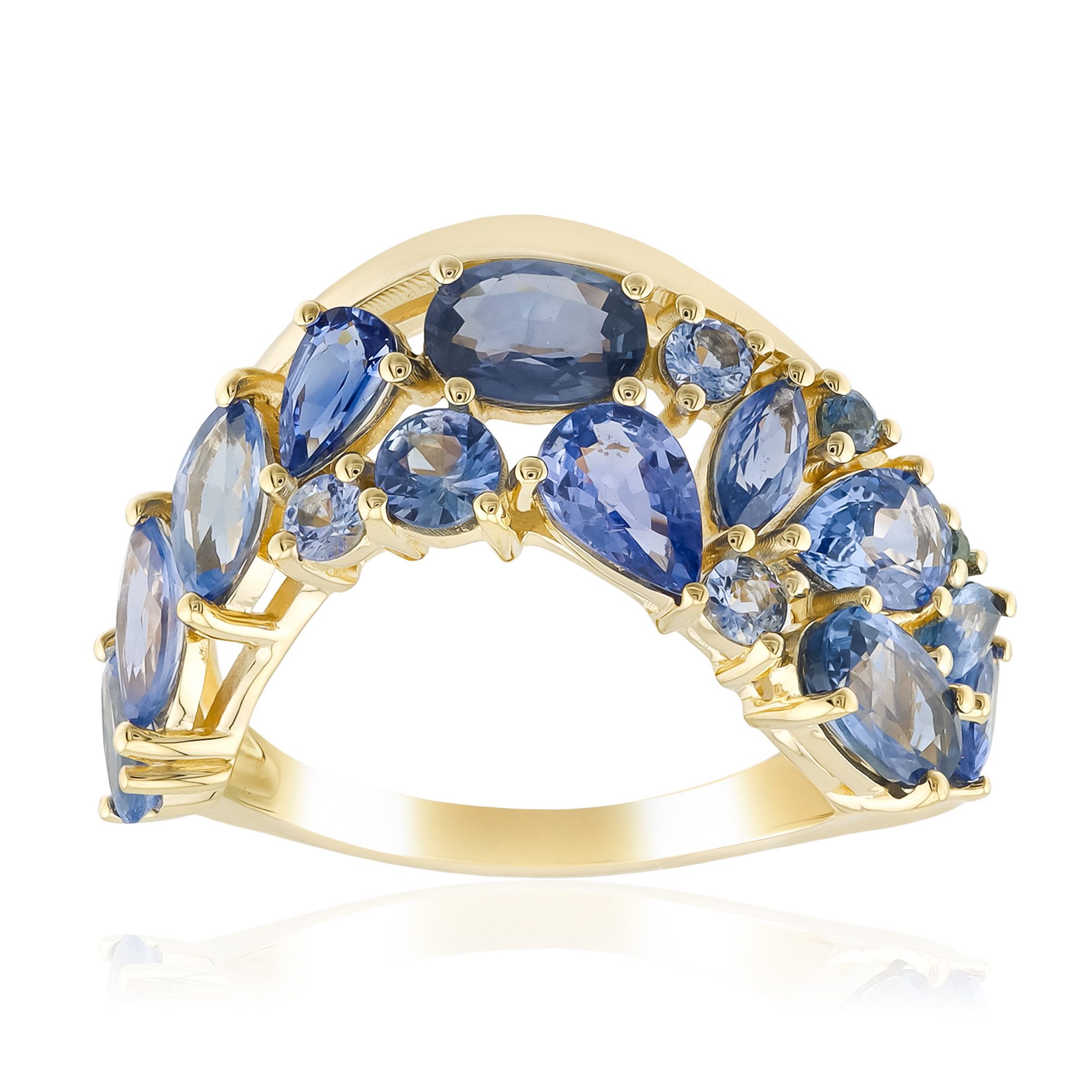Cavill Goldring Tuléar-Saphir-Goldring, Madagaskar, 3,69 ct, 375er Gold (1-tlg)