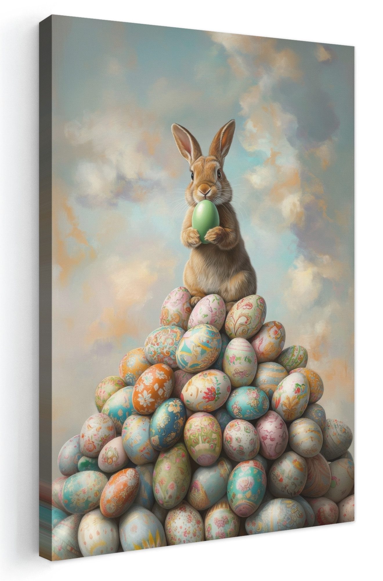 OneMillionCanvasses® Leinwandbild Kaninchen - Eier - Farbenfroh - Ostern Deko, Fotodruck (1 St), Leinwand Canvas Wandbild, Wanddekoration 20x30 cm