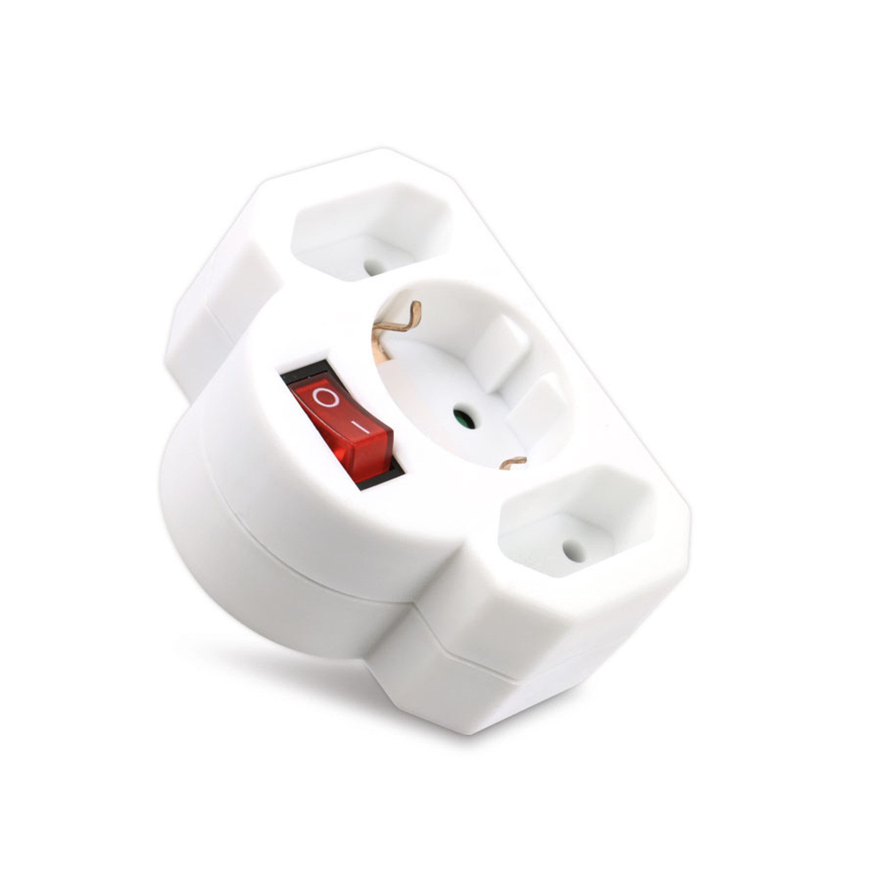 HEITECH HEITECH Multisteckdose mit Schalter, horizontal, 16 A, weiß Mehrfachsteckdose